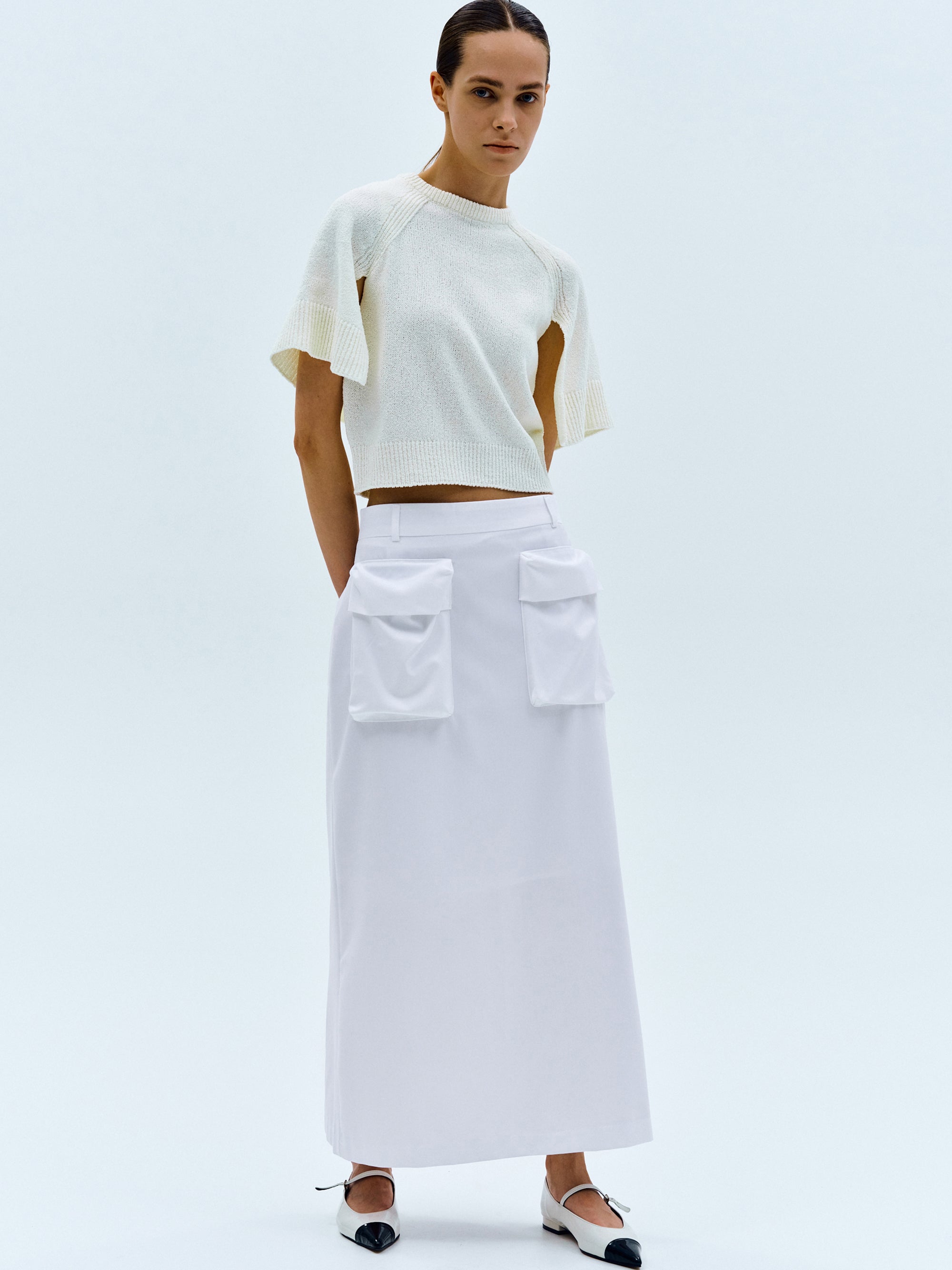 Big Pocket Cargo Skirt, White