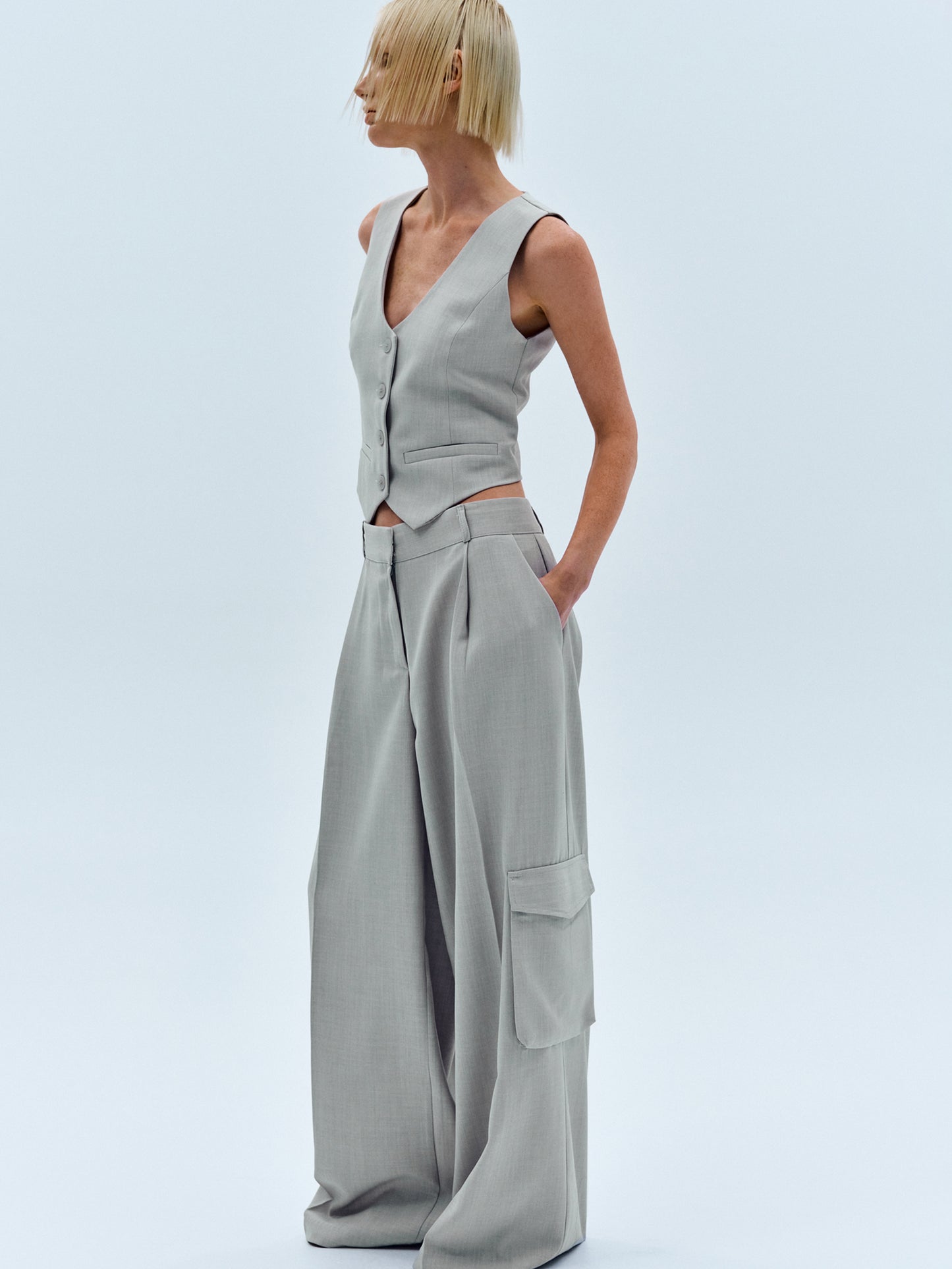 Linen Suit Vest, Grey SourceUnknown