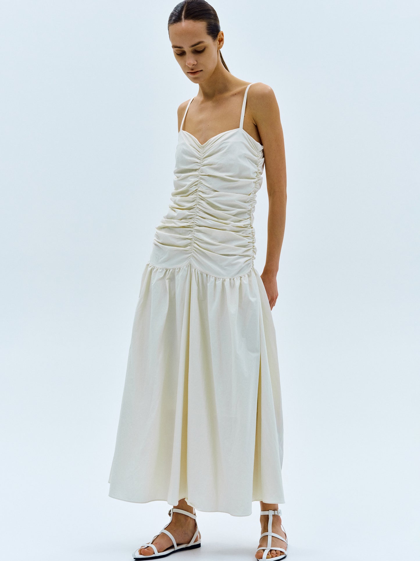 Shirred Sun Dress, Ivory