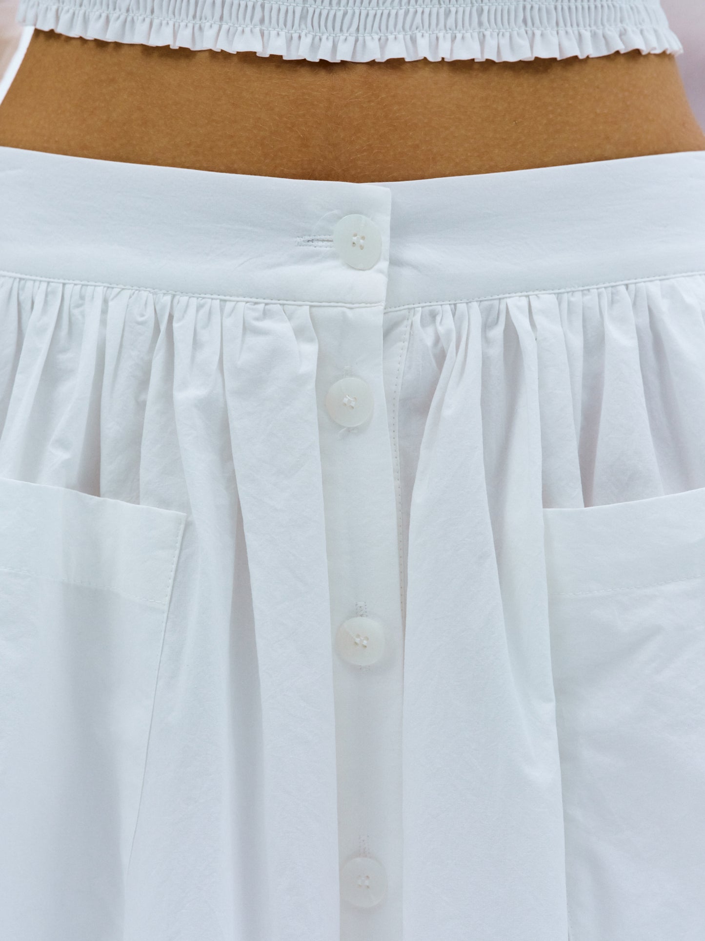 Clover Cotton-Voile Skirt, White