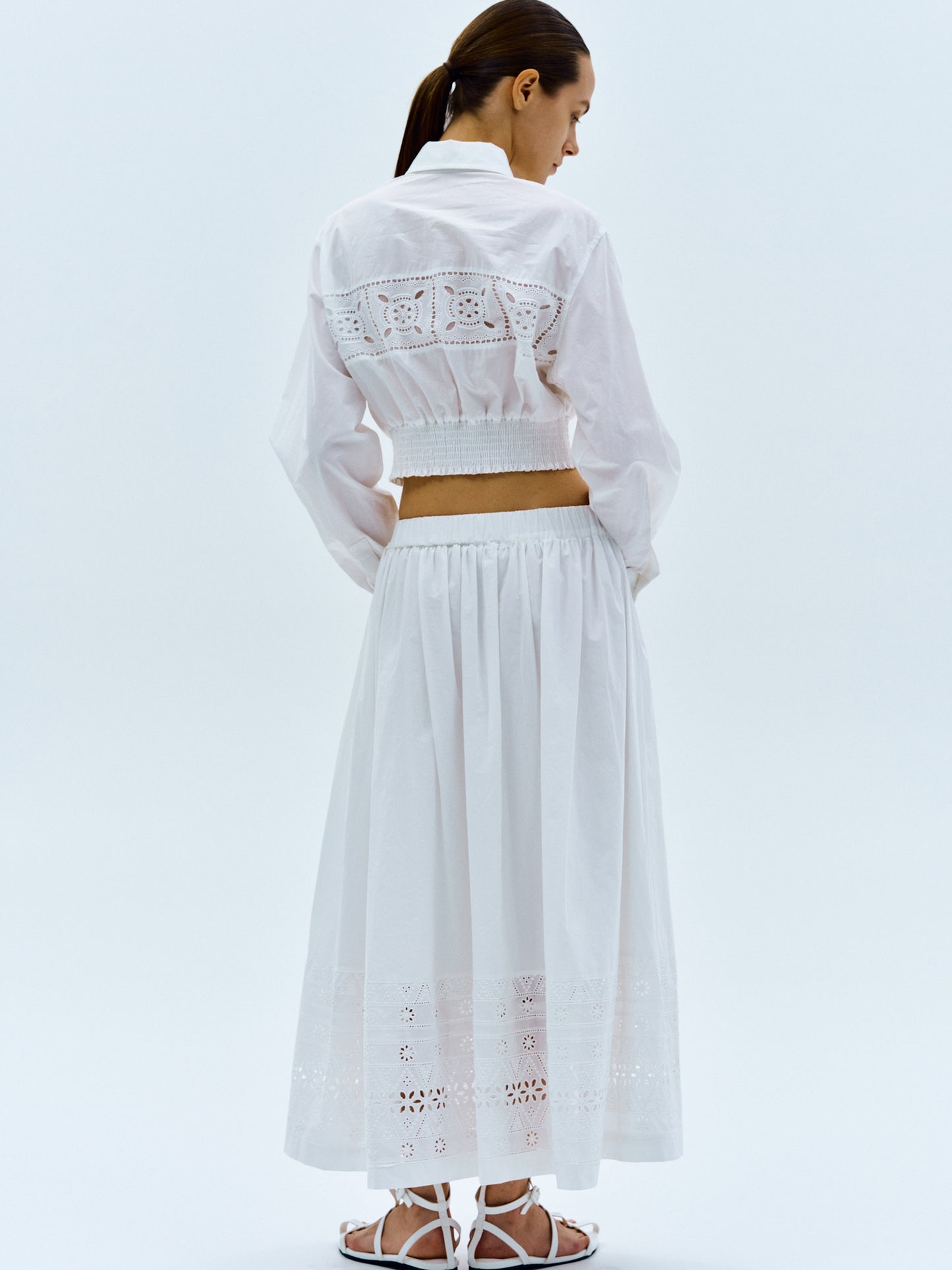 Clover Cotton-Voile Skirt, White