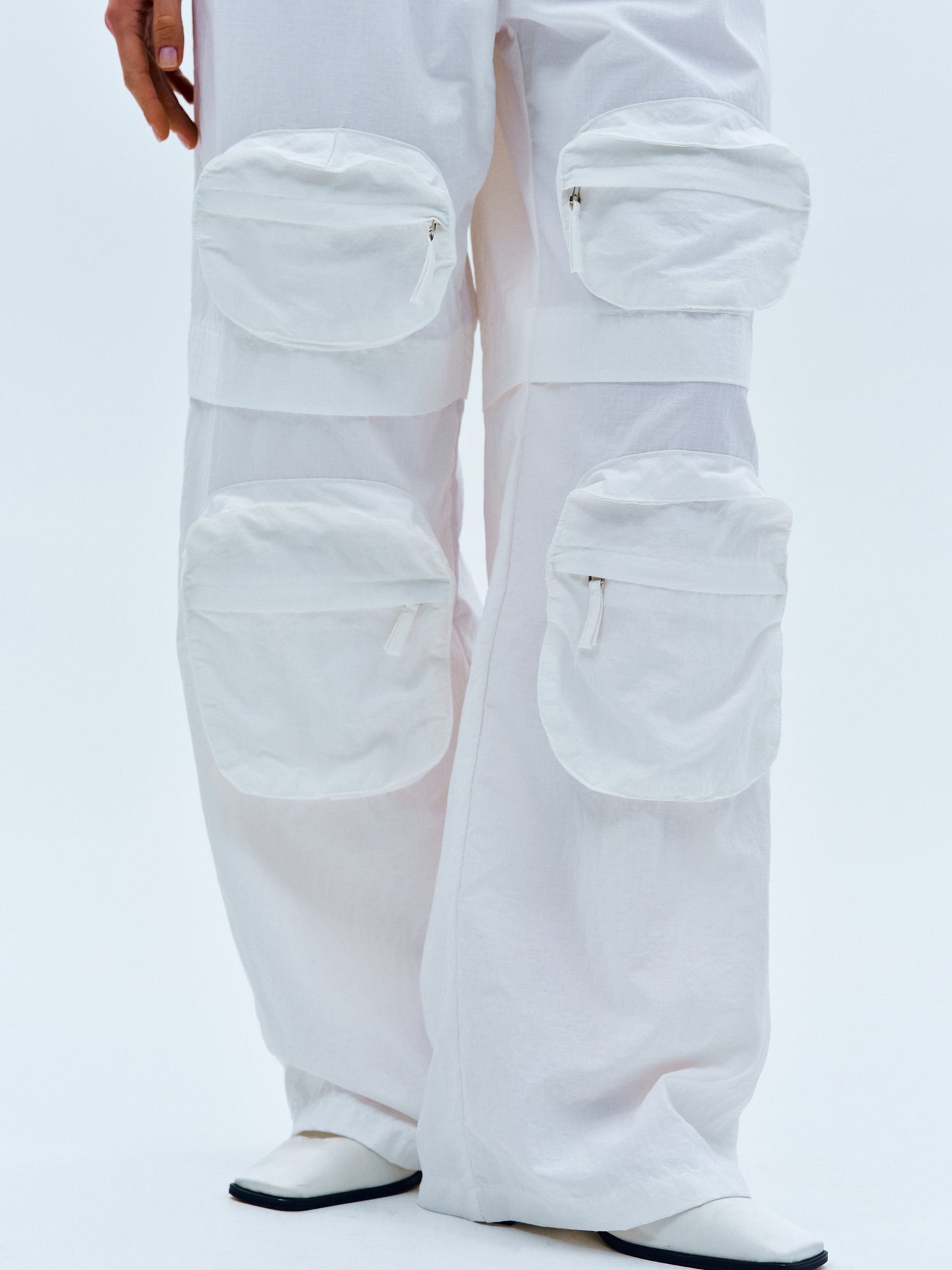 Multi-Pocket Cargo Pants, White