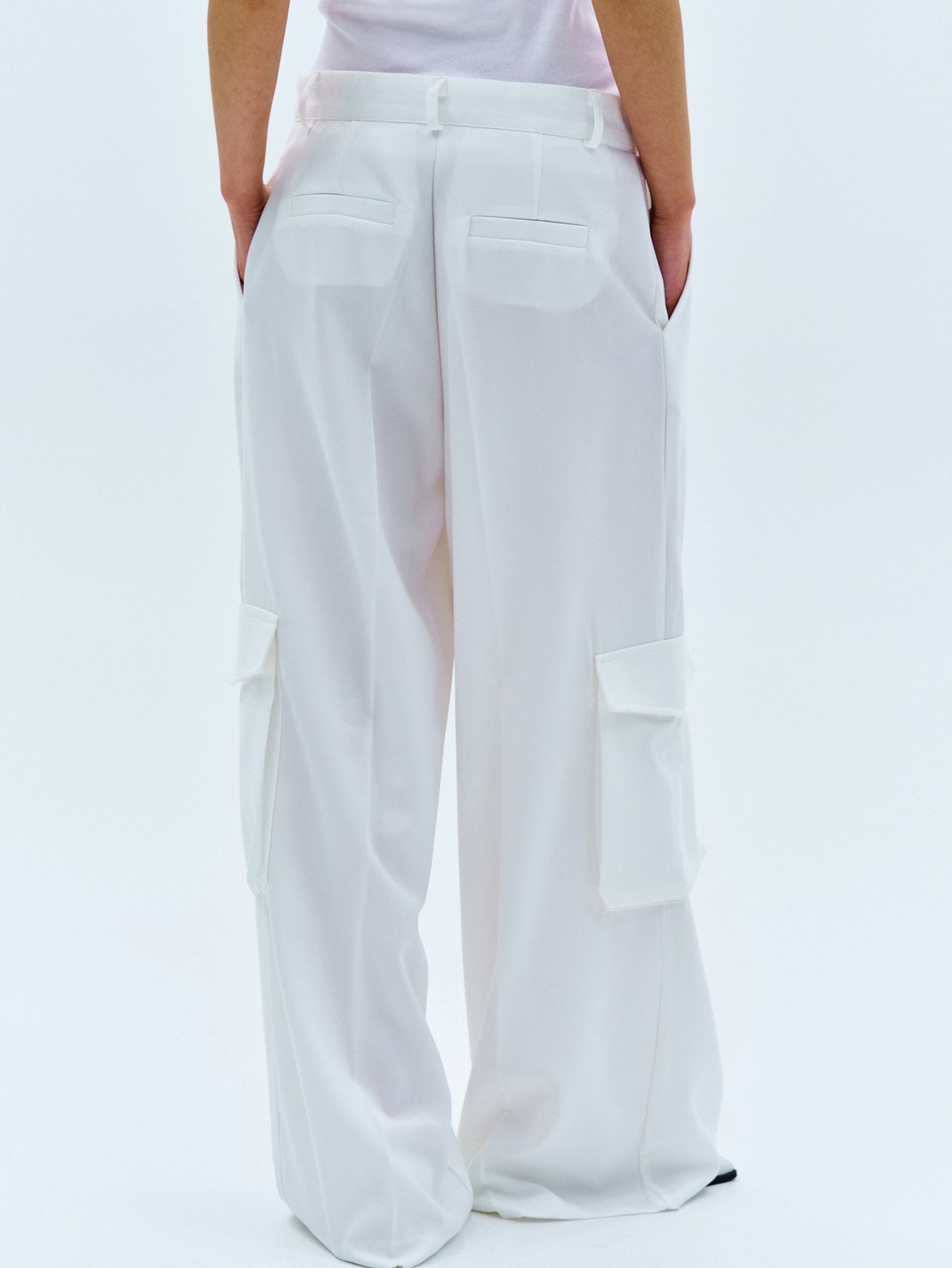 Oversized Linen Suit Trousers, White
