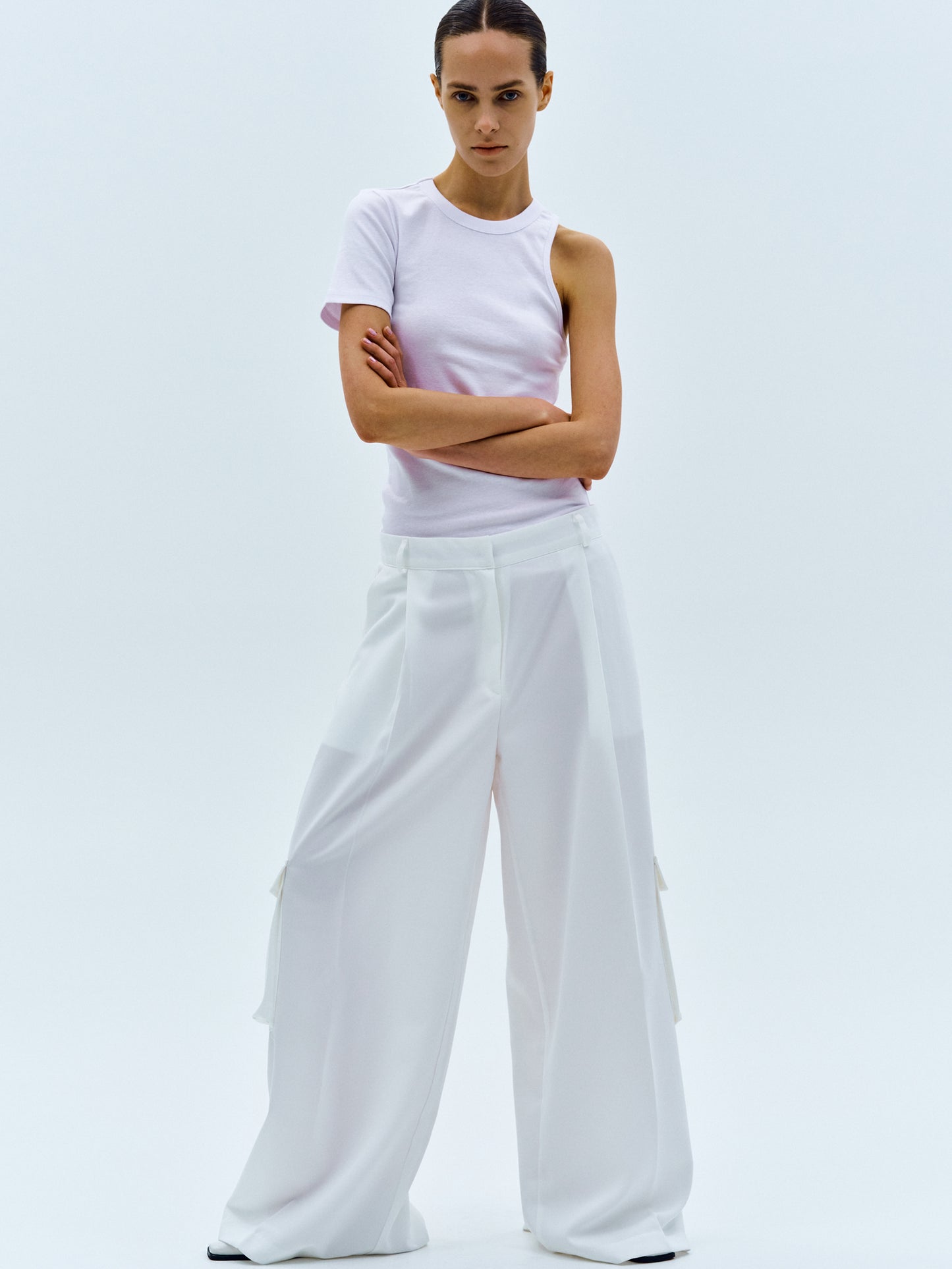 Oversized Linen Suit Trousers, White