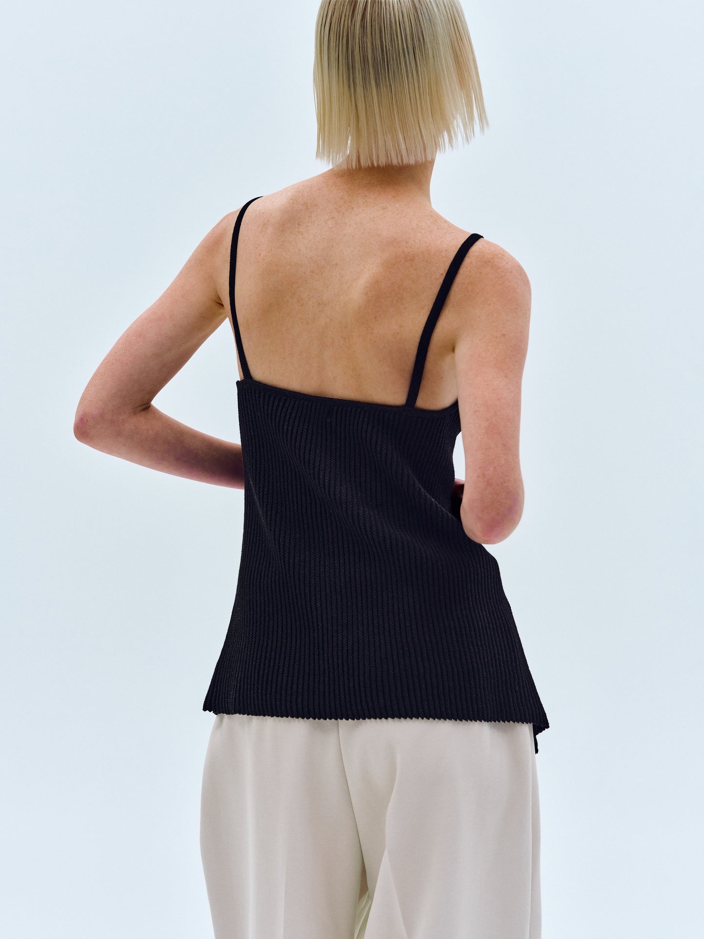 Wide Cut-Out Knit Top, Black