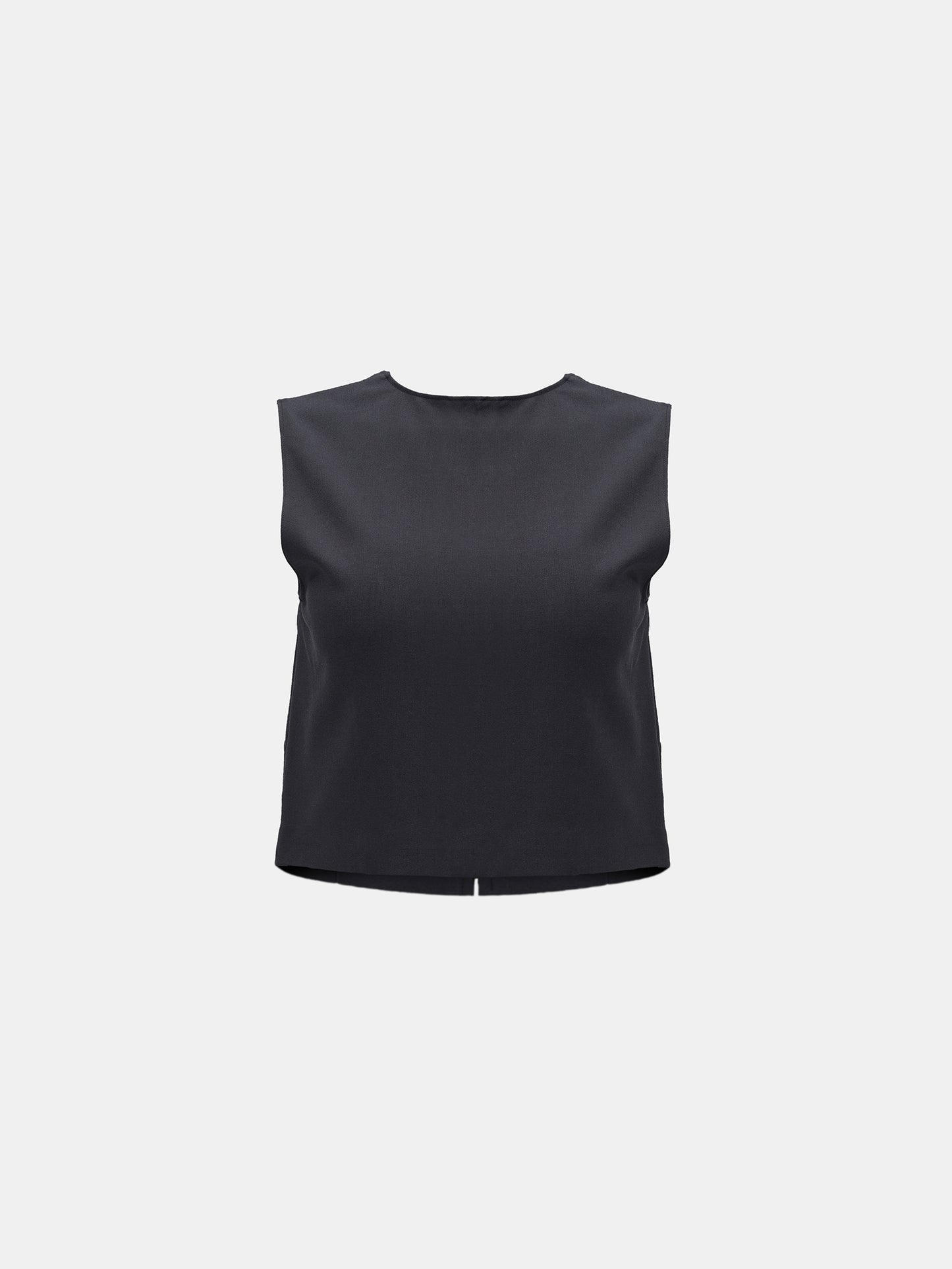 Sleeveless Suit Top, Charcoal
