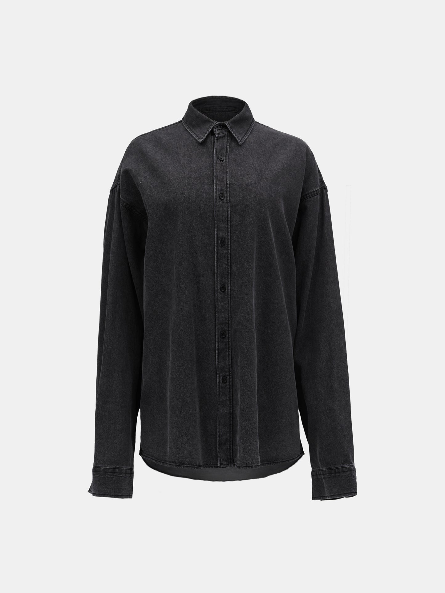 Unisex Denim Shirt, Black Washed