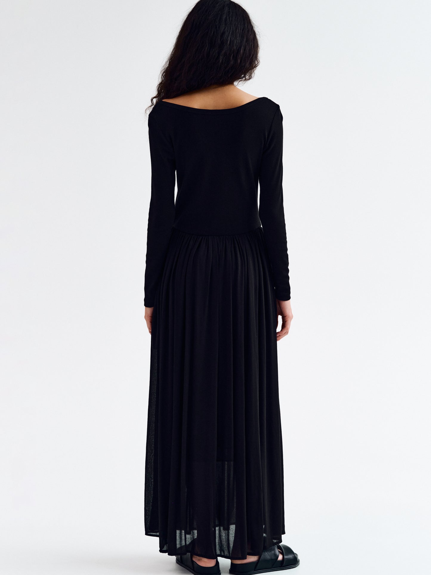 Cotton Scoop Neck Dress, Black SourceUnknown