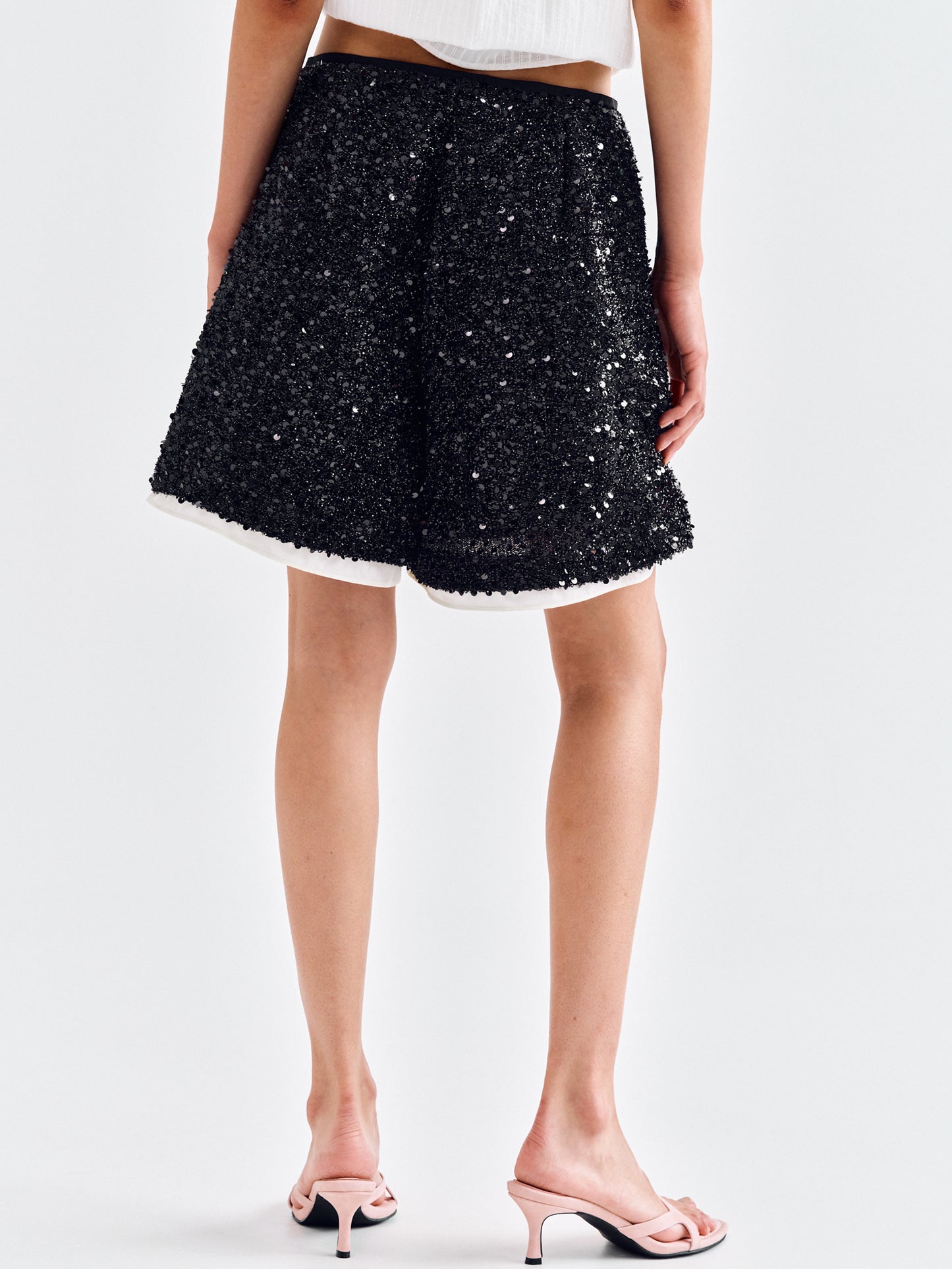 All Over Sequin Shorts, Black