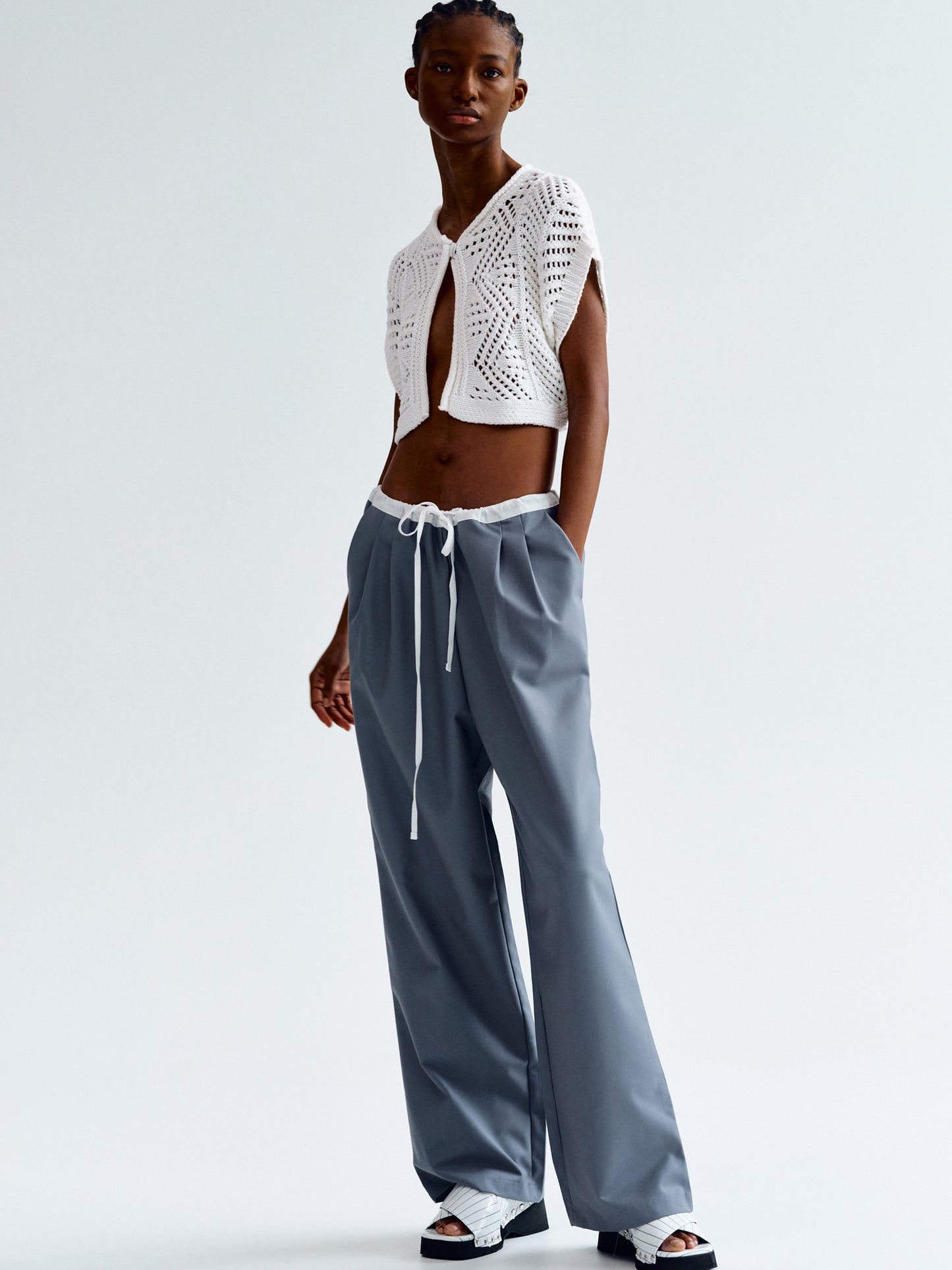 Drawstring Waist Suit Pants, Piombo – SourceUnknown