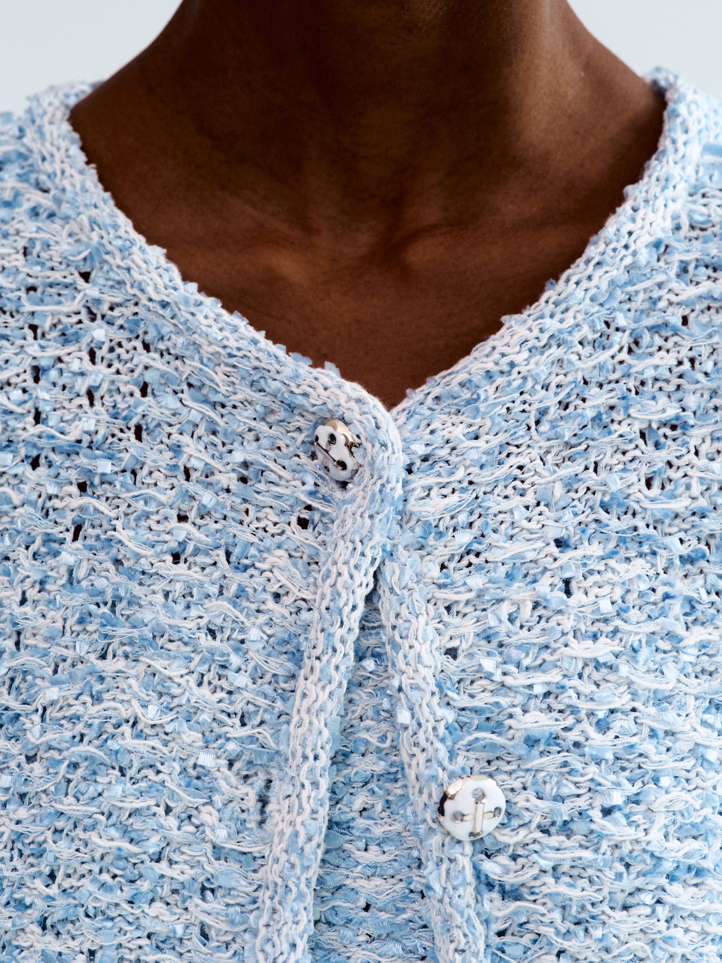 Tweed Knit Cardigan, Sky Blue