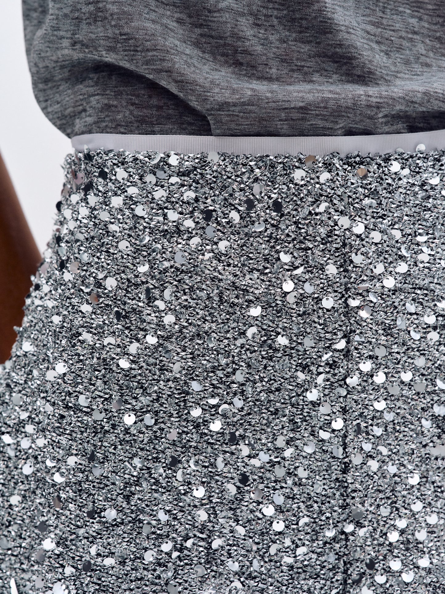 All Over Sequin Shorts, Silver
