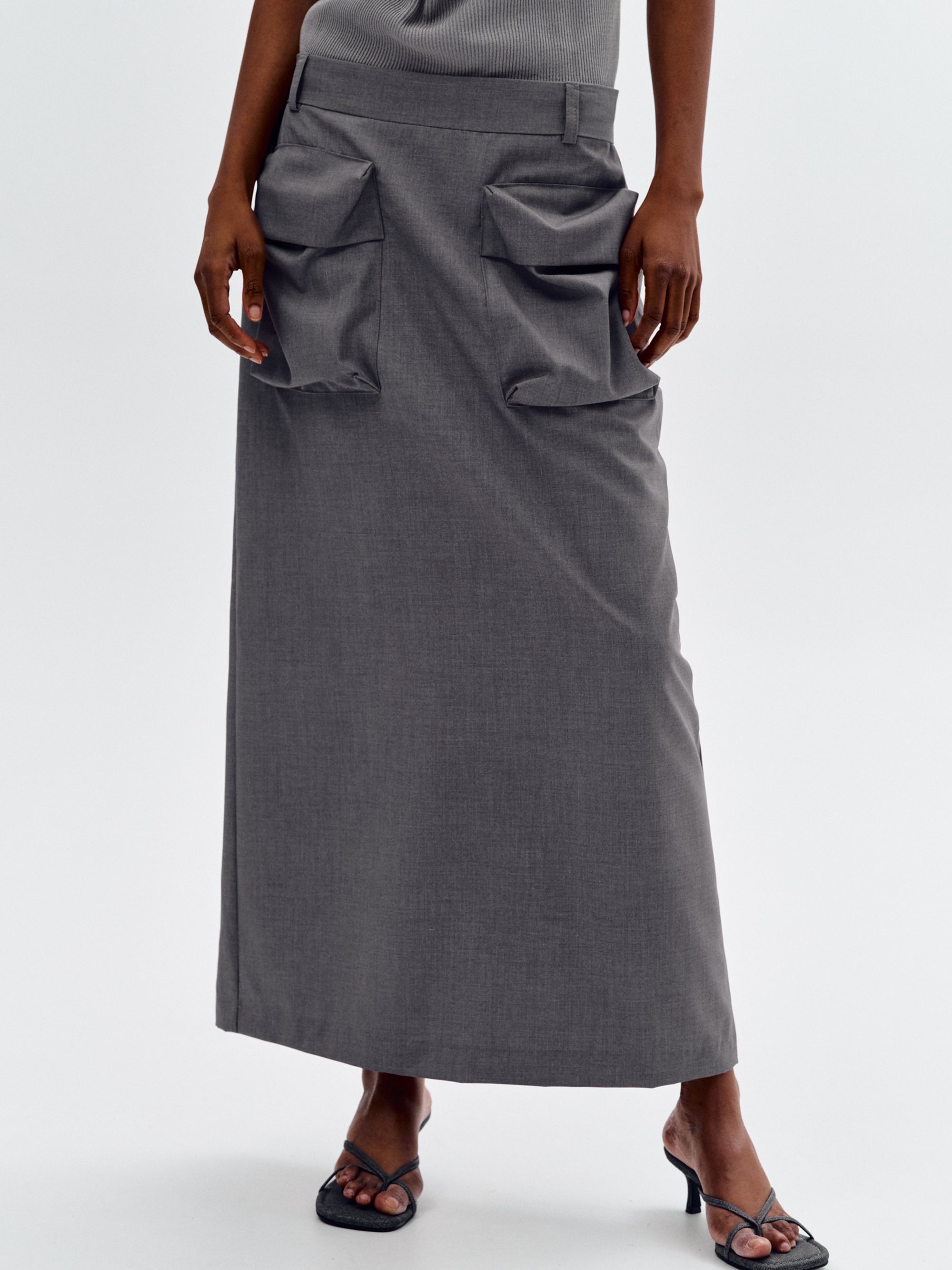 Big Pocket Cargo Skirt Gray