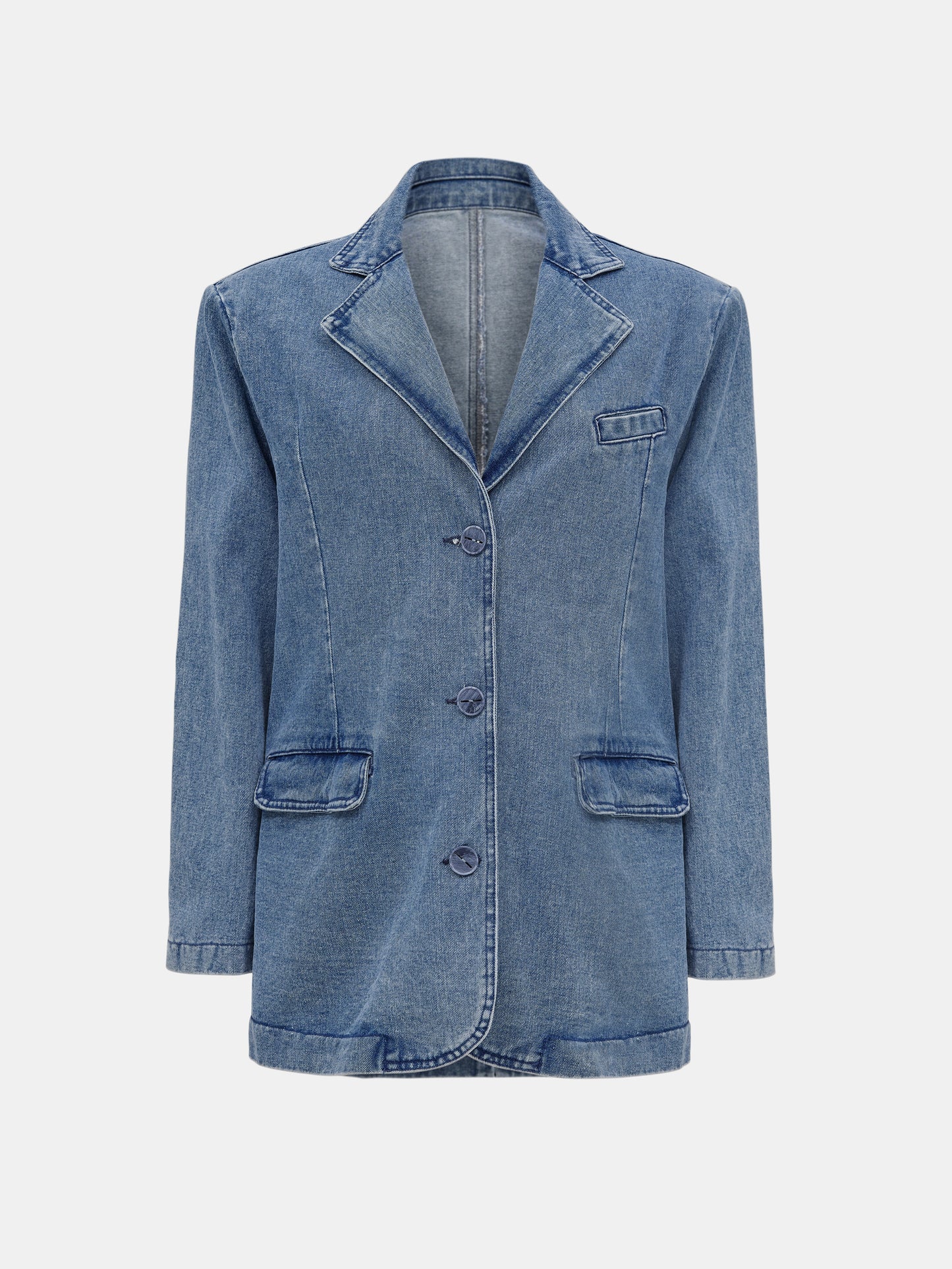 Oversized Denim Blazer, Medium Marbled Indigo