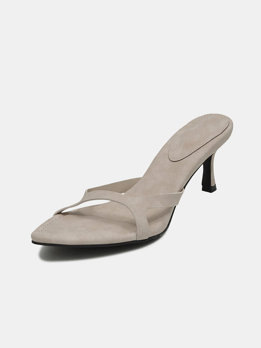 Minimal Strap Heeled Sandals,Ivory