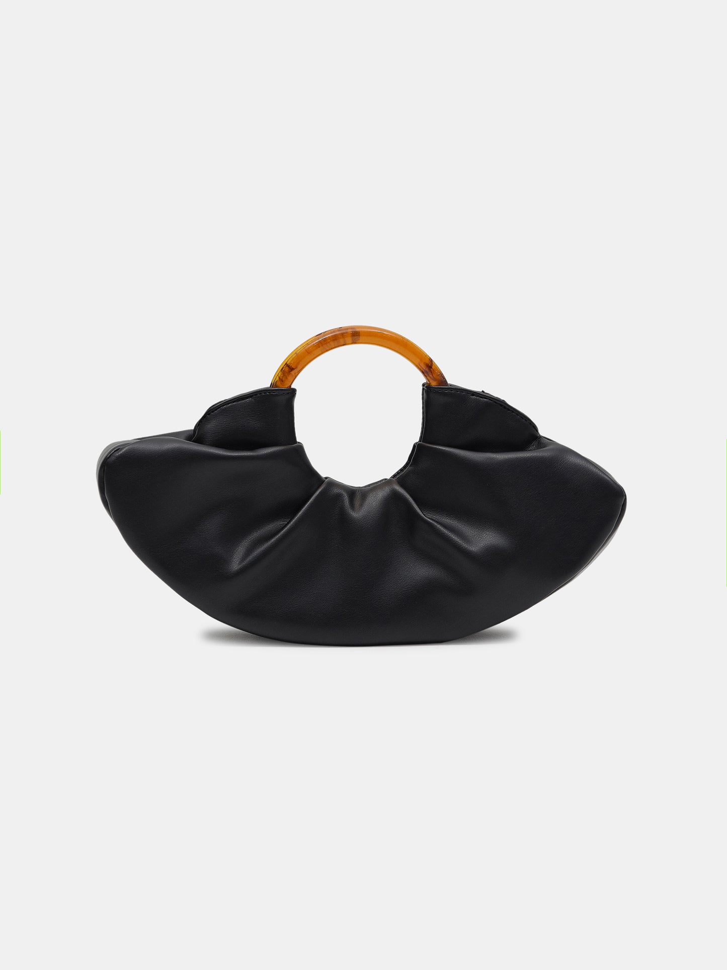 Ruched Shell Bag, Black