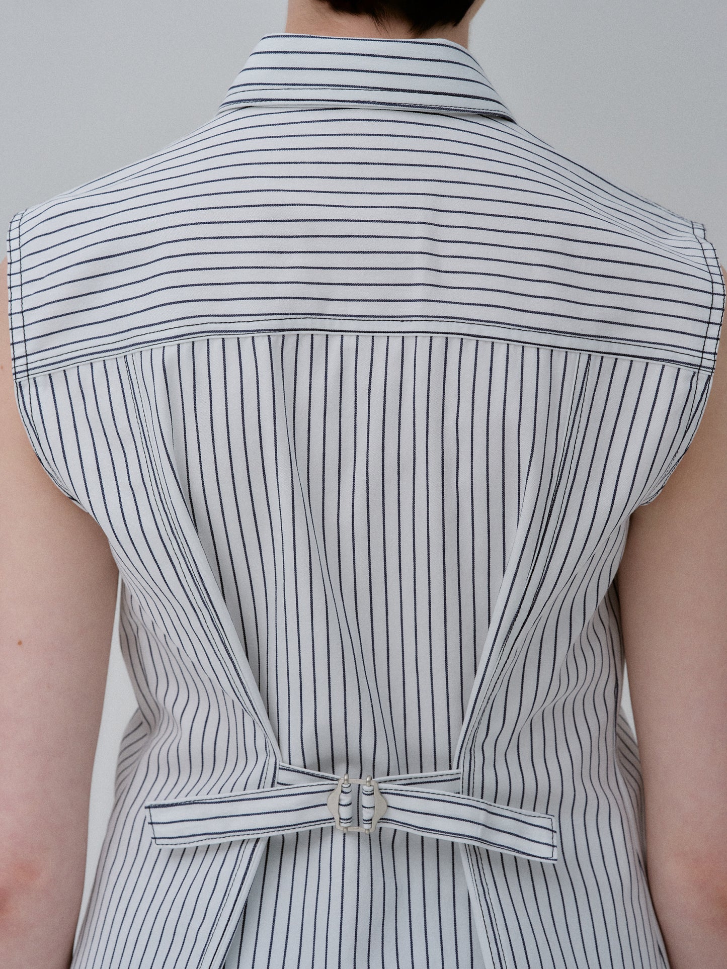 Striped Cotton Vest, White