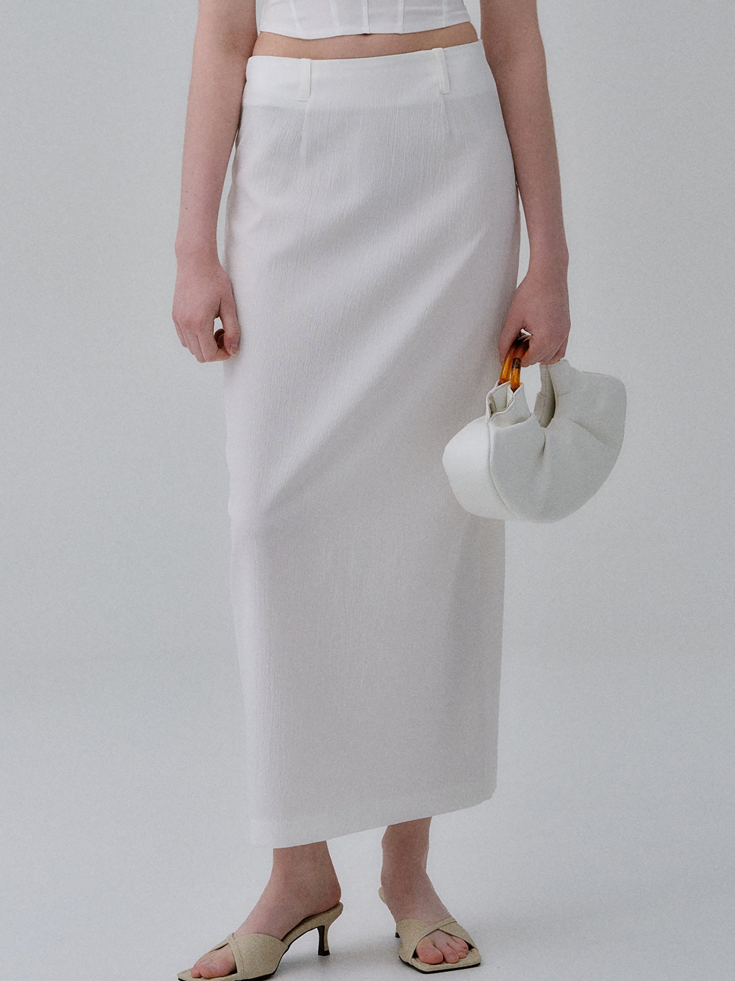 Cloqué Maxi Skirt, White