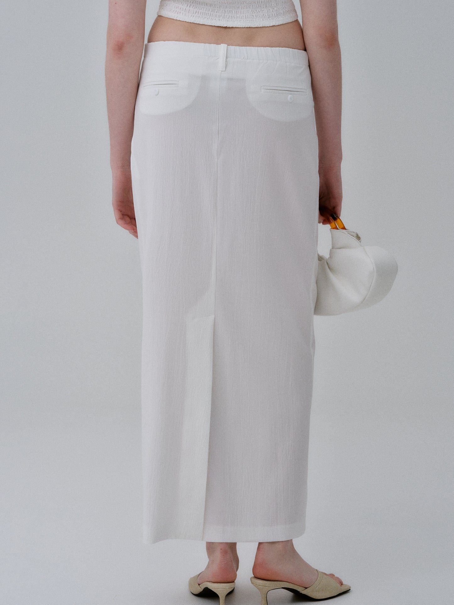 Cloqué Maxi Skirt, White