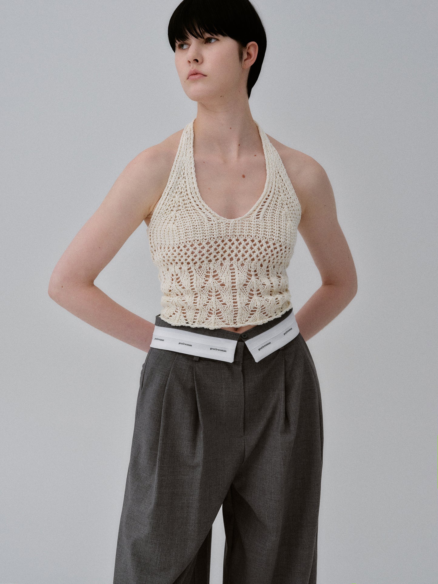 Hand-Crocheted Halter Knit, Ivory
