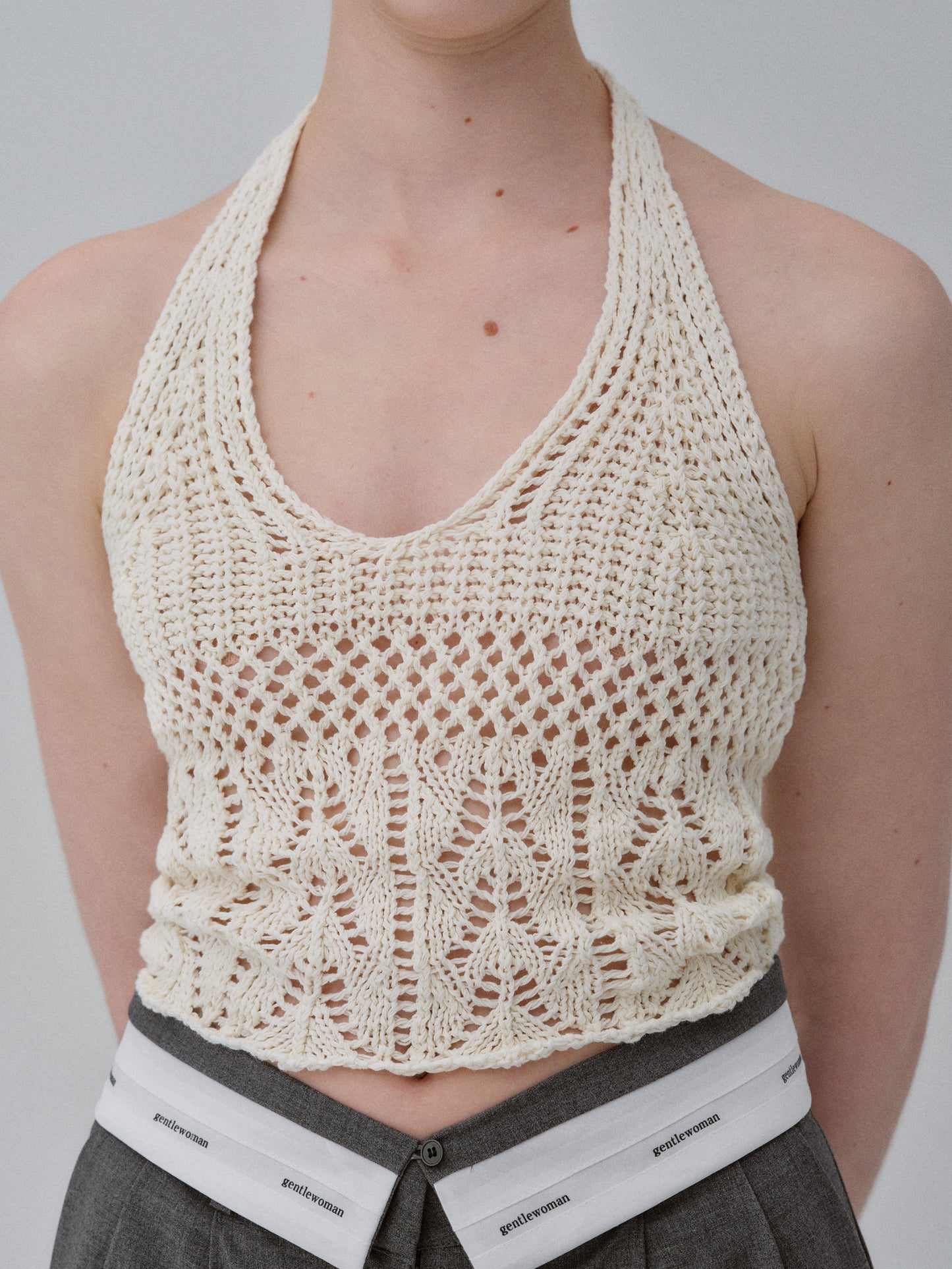 Hand-Crocheted Halter Knit, Ivory