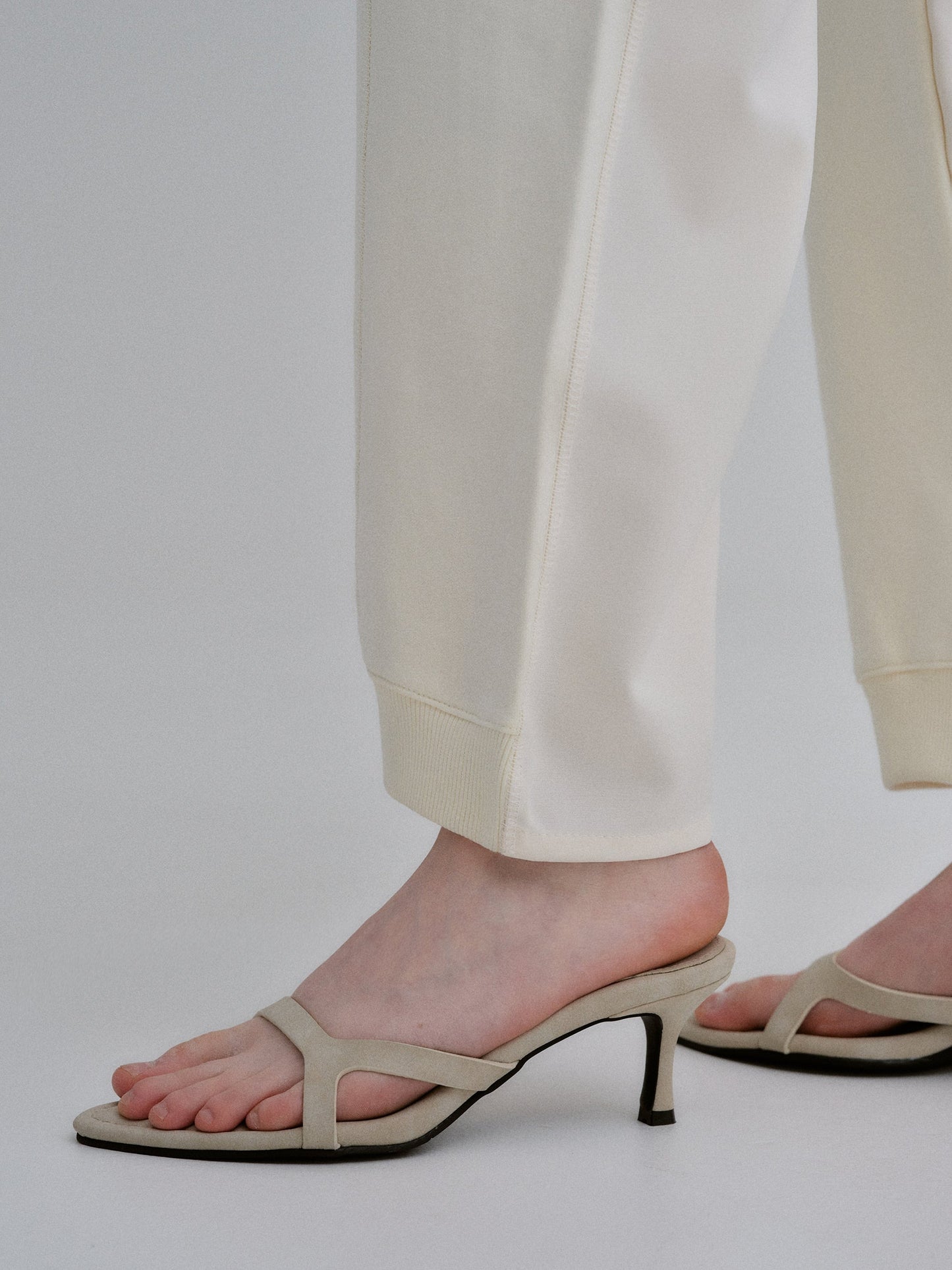 Minimal Strap Heeled Sandals,Ivory