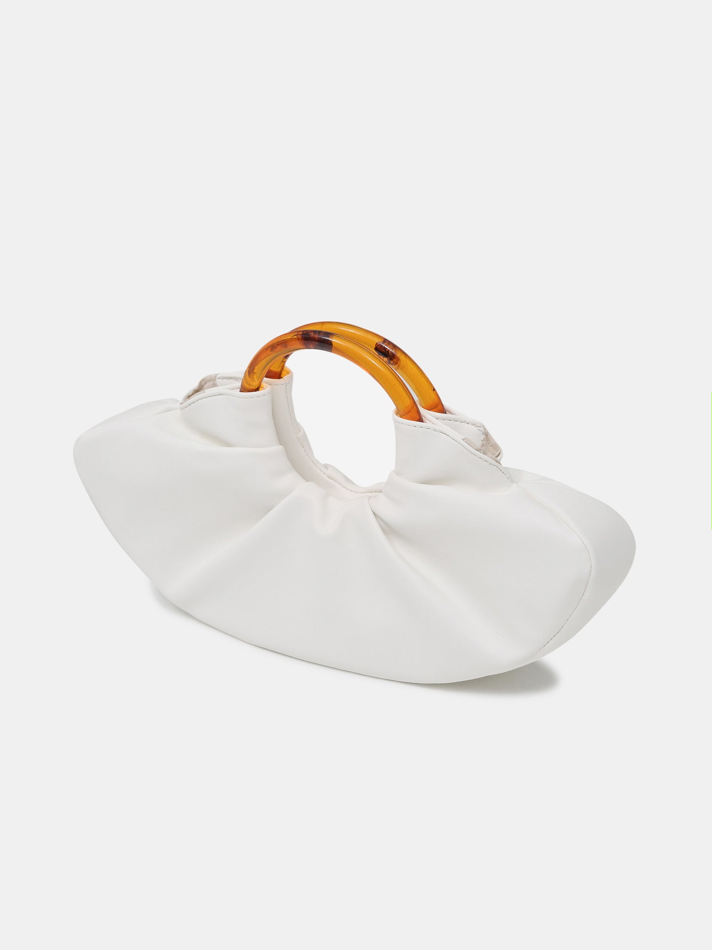 Ruched Shell Bag, White