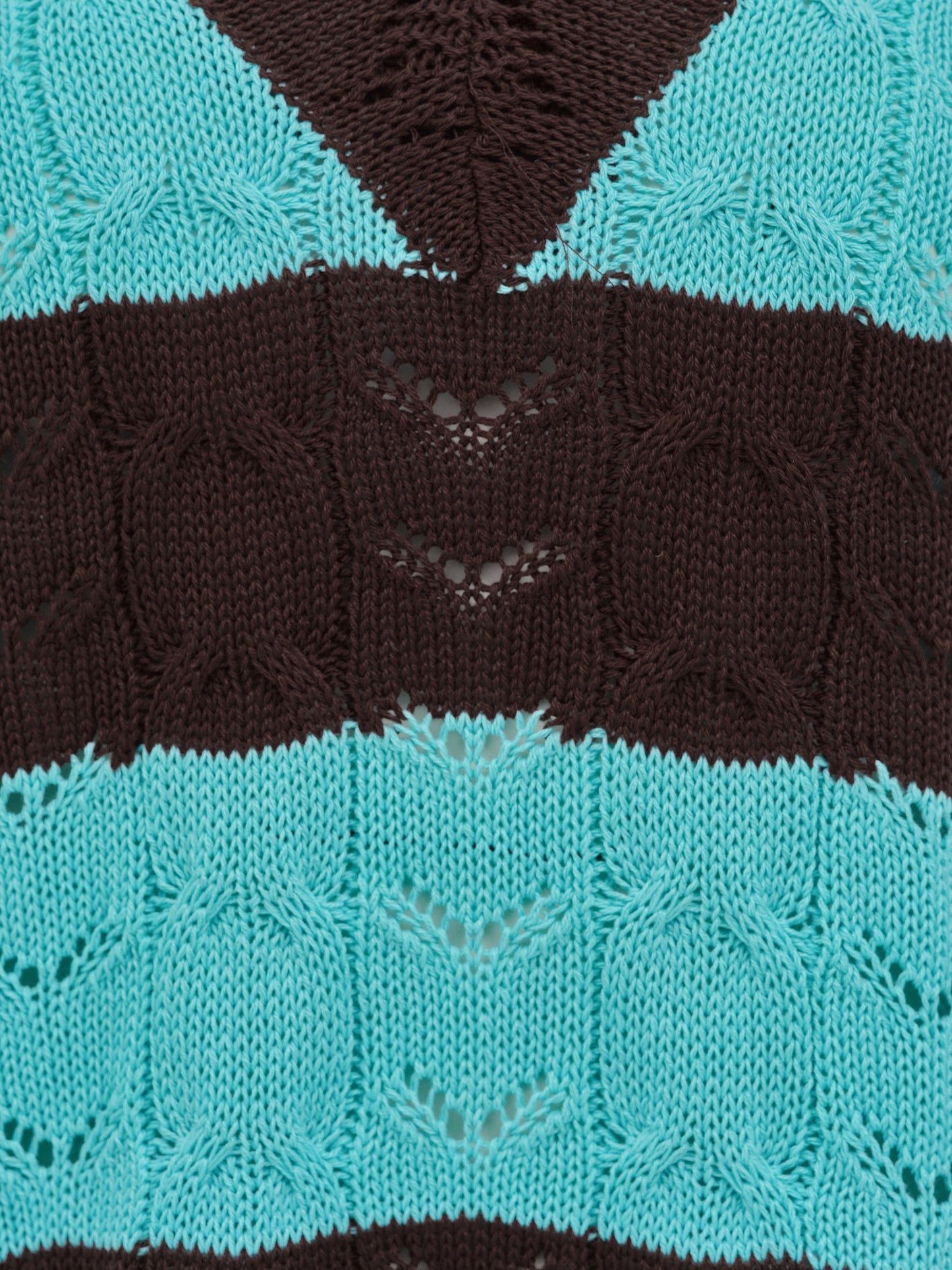 Striped Pointelle Knit, Mint/Chocolate