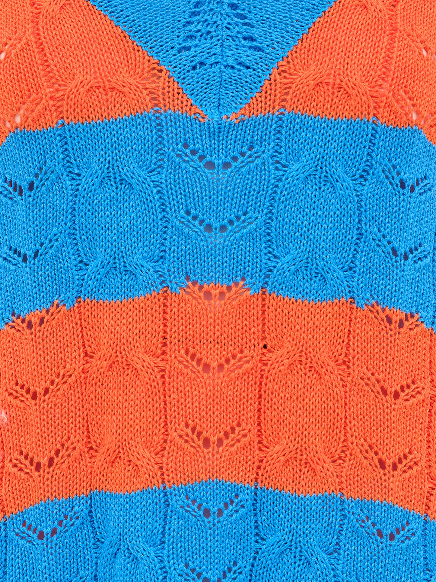 Striped Pointelle Knit, Aqua Blue/Tangerine