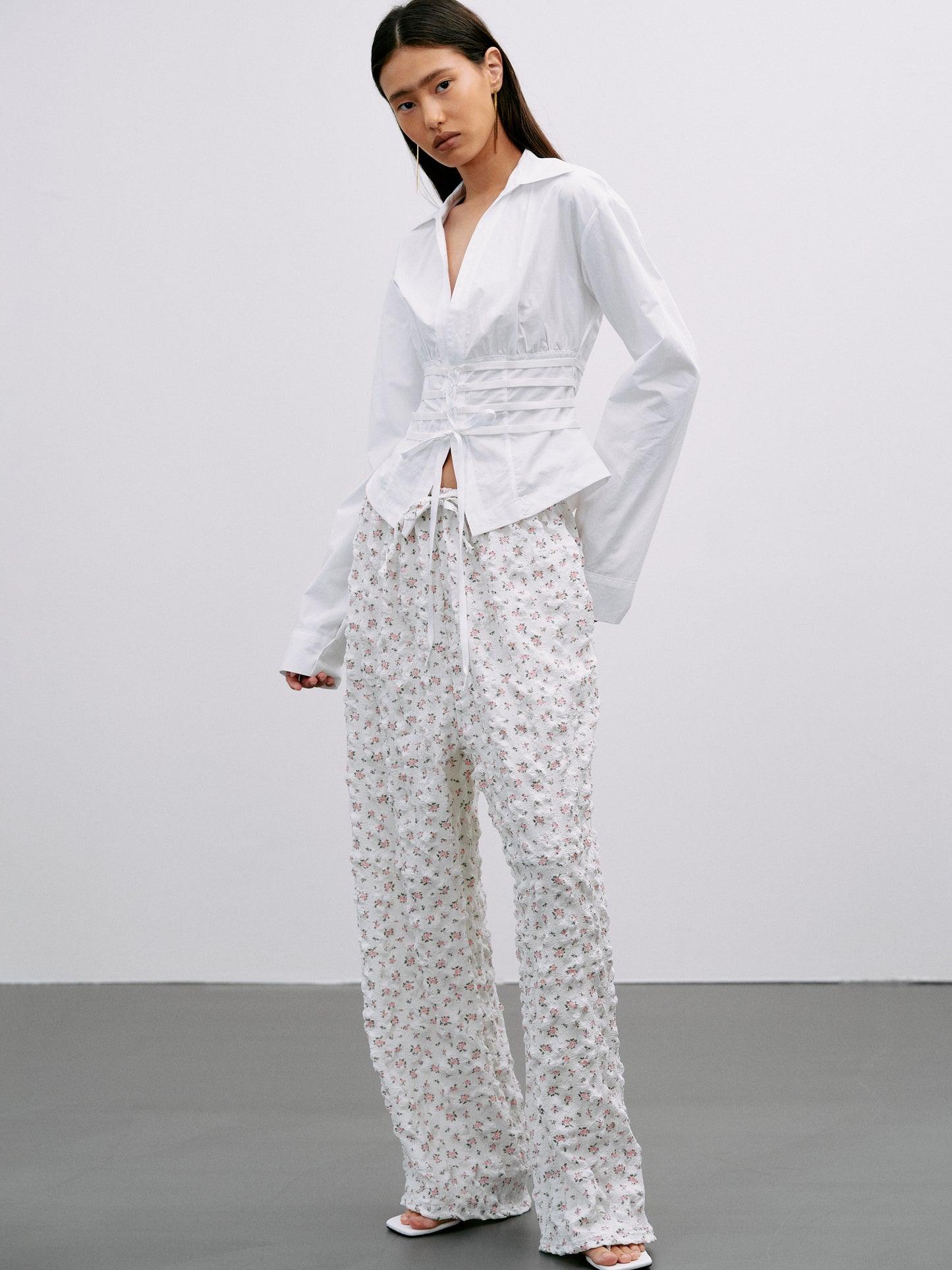 Seersucker Floral Pants, Pink – SourceUnknown