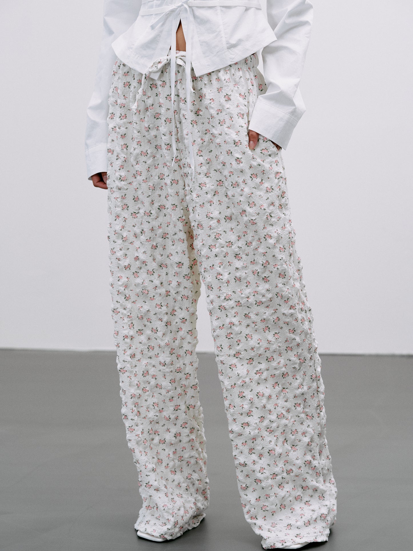 Seersucker Floral Pants, Pink – SourceUnknown