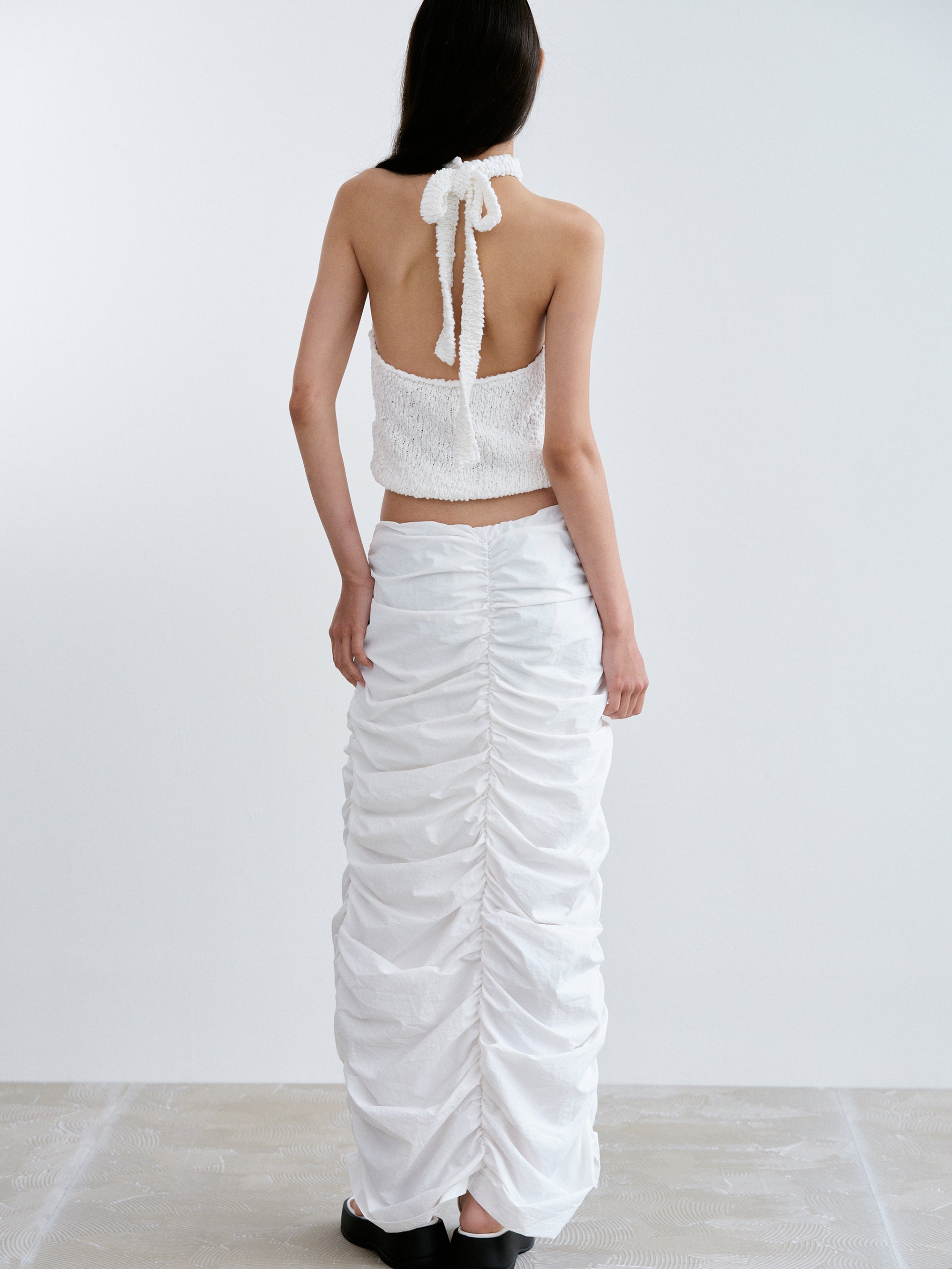 Drawstring shop skirt white