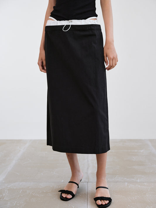 Layered Parachute Skirt, Black