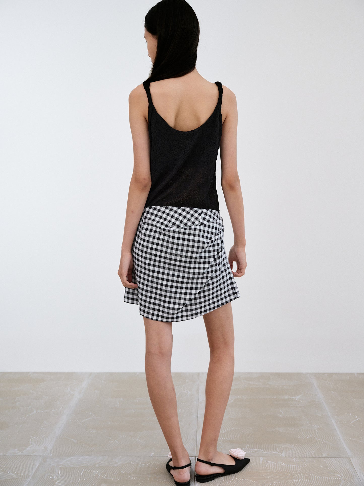 Rose Gingham Skirt, Black