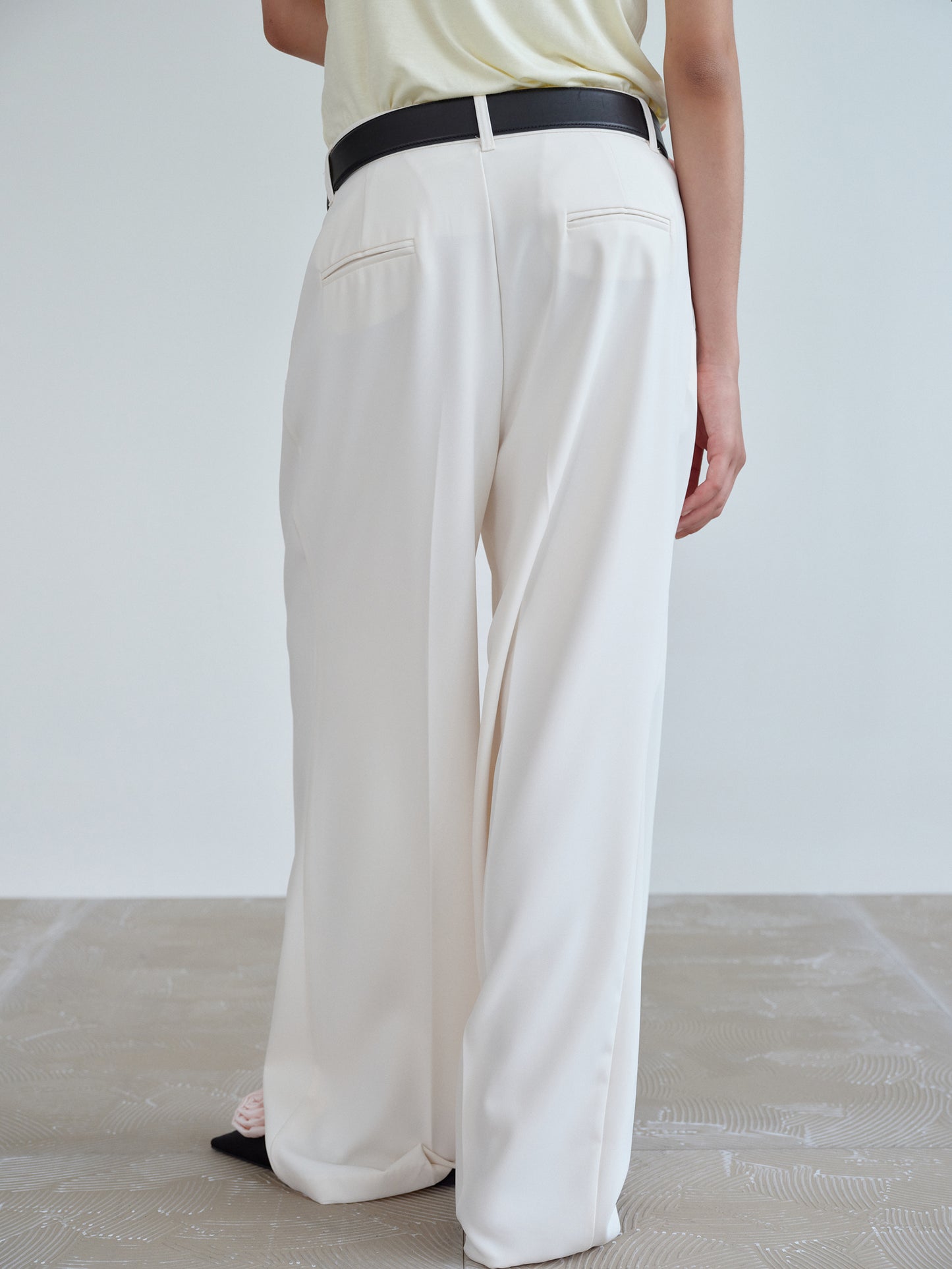 Pintuck Tailored Trousers, Ivory