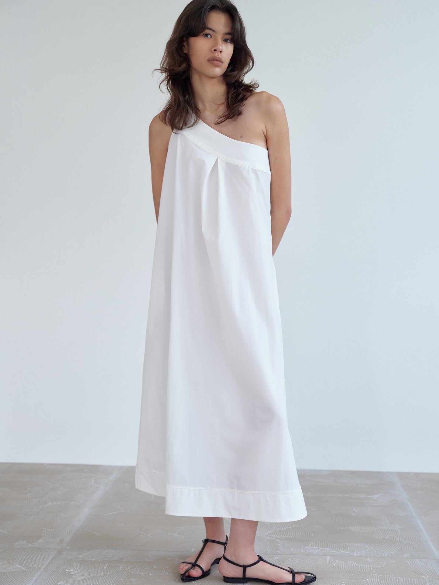 One-Shoulder Sun Dress, White