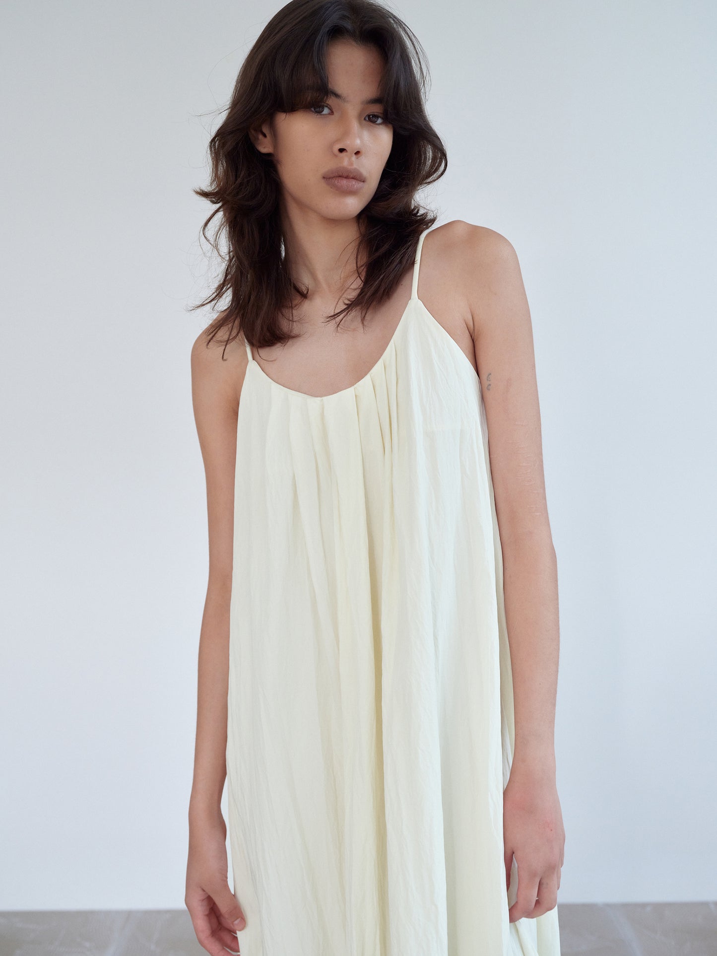 rosary moon/Flower Pleats Cami Dress ワンピース