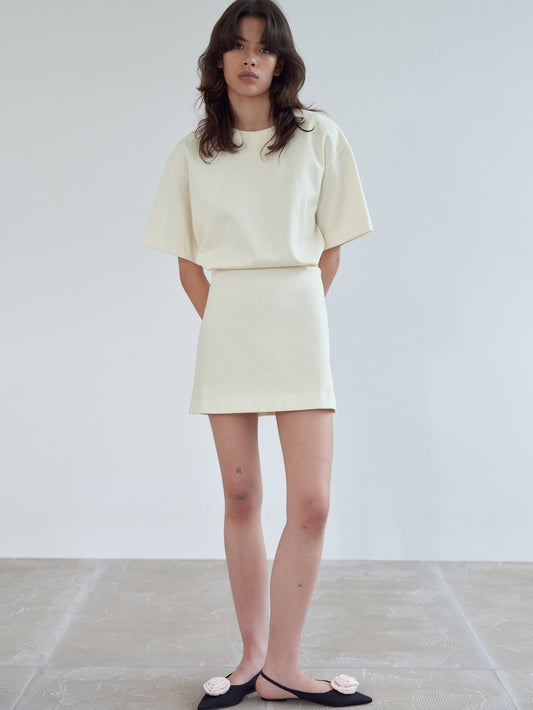 Cotton T-Shirt Dress, Cream