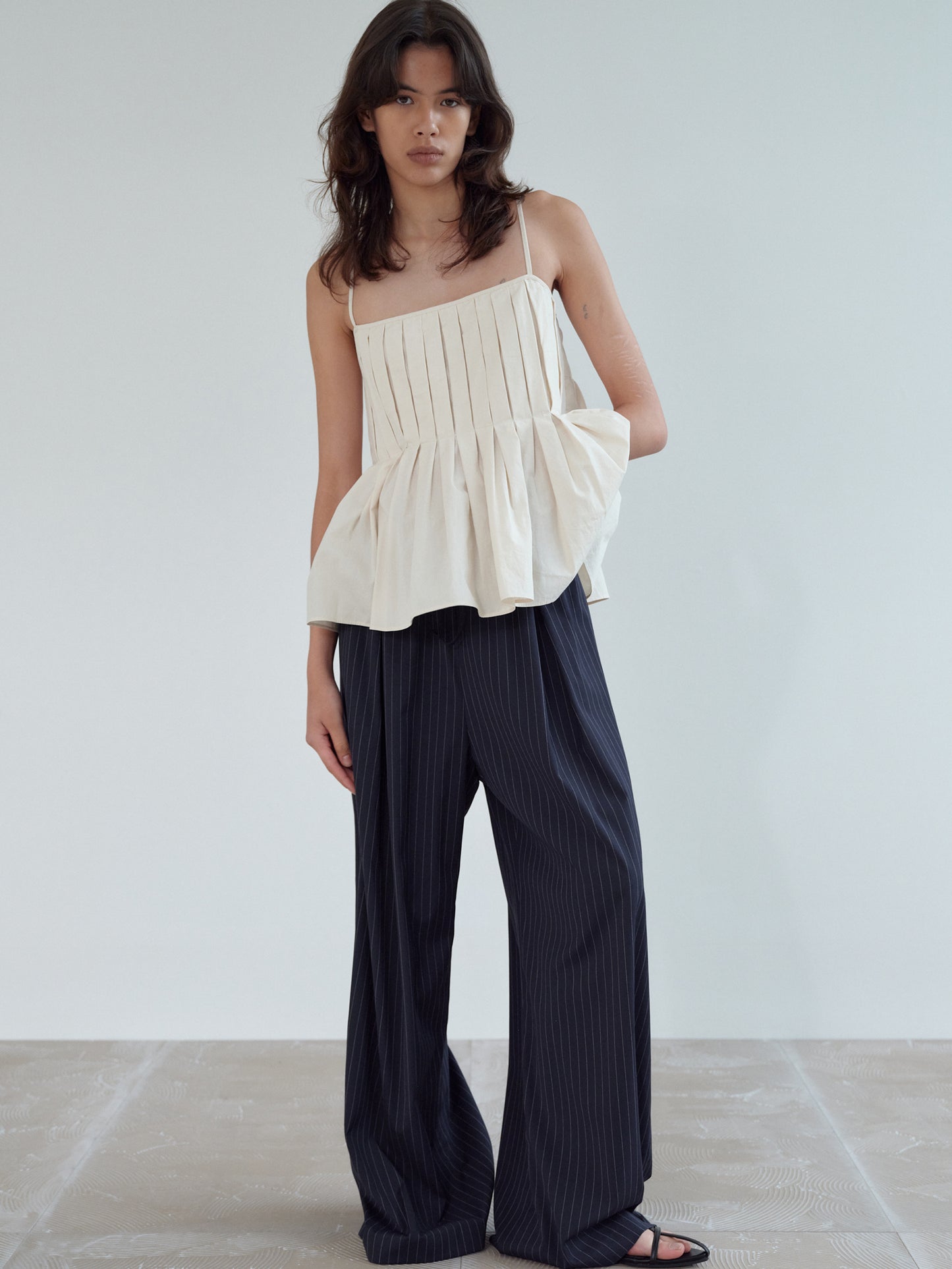 Elastic Oversized Pants, Pinstriped Navy – SourceUnknown