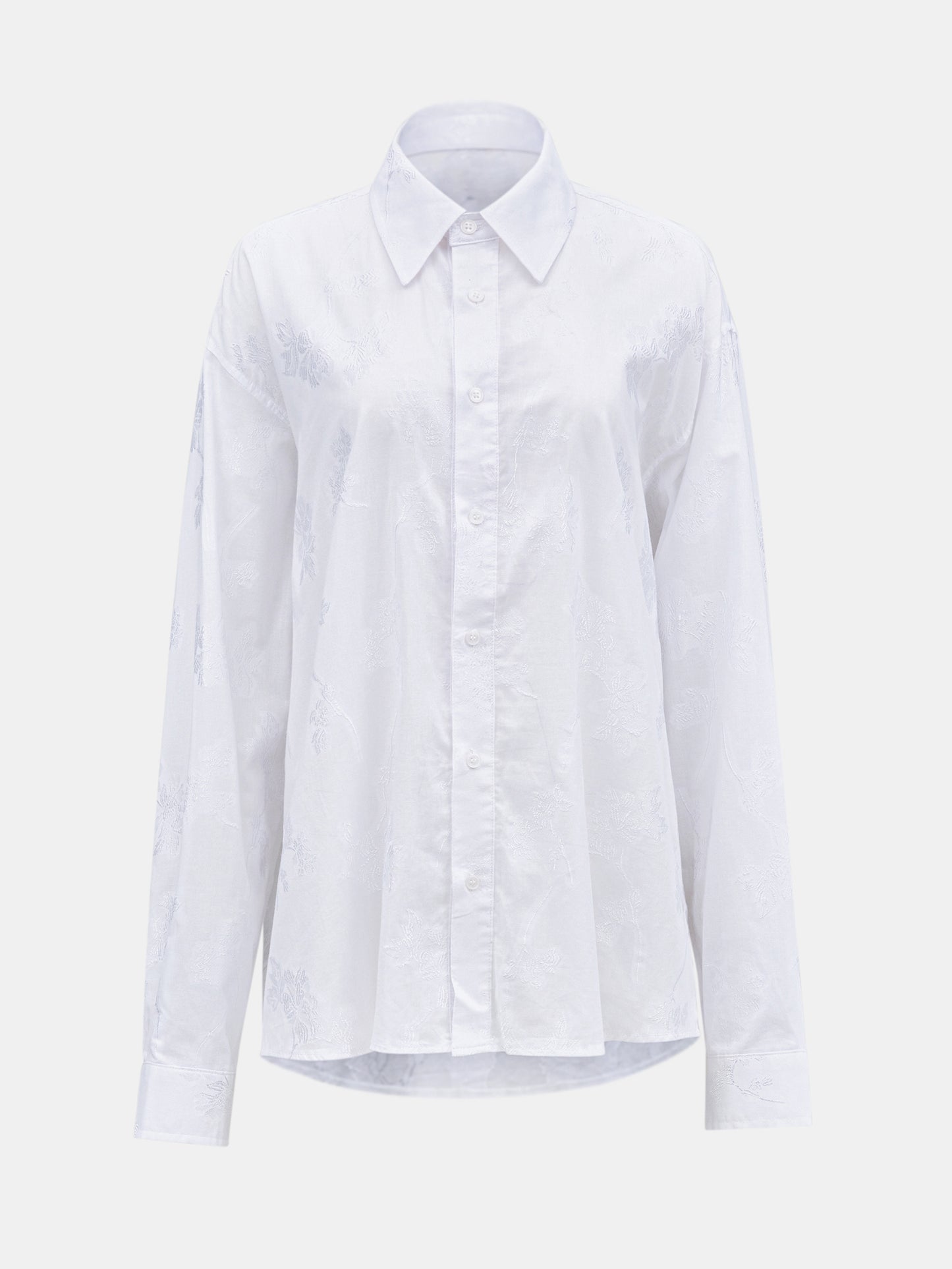 Boyfriend Jacquard Shirt, White