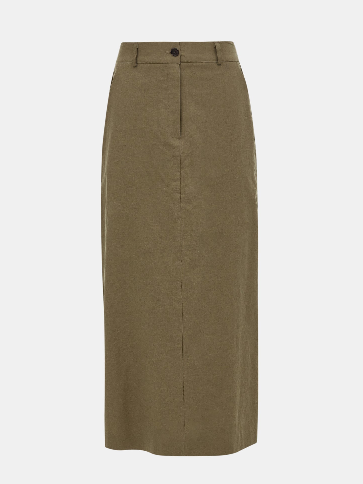 Straight Linen Skirt, Beige – SourceUnknown