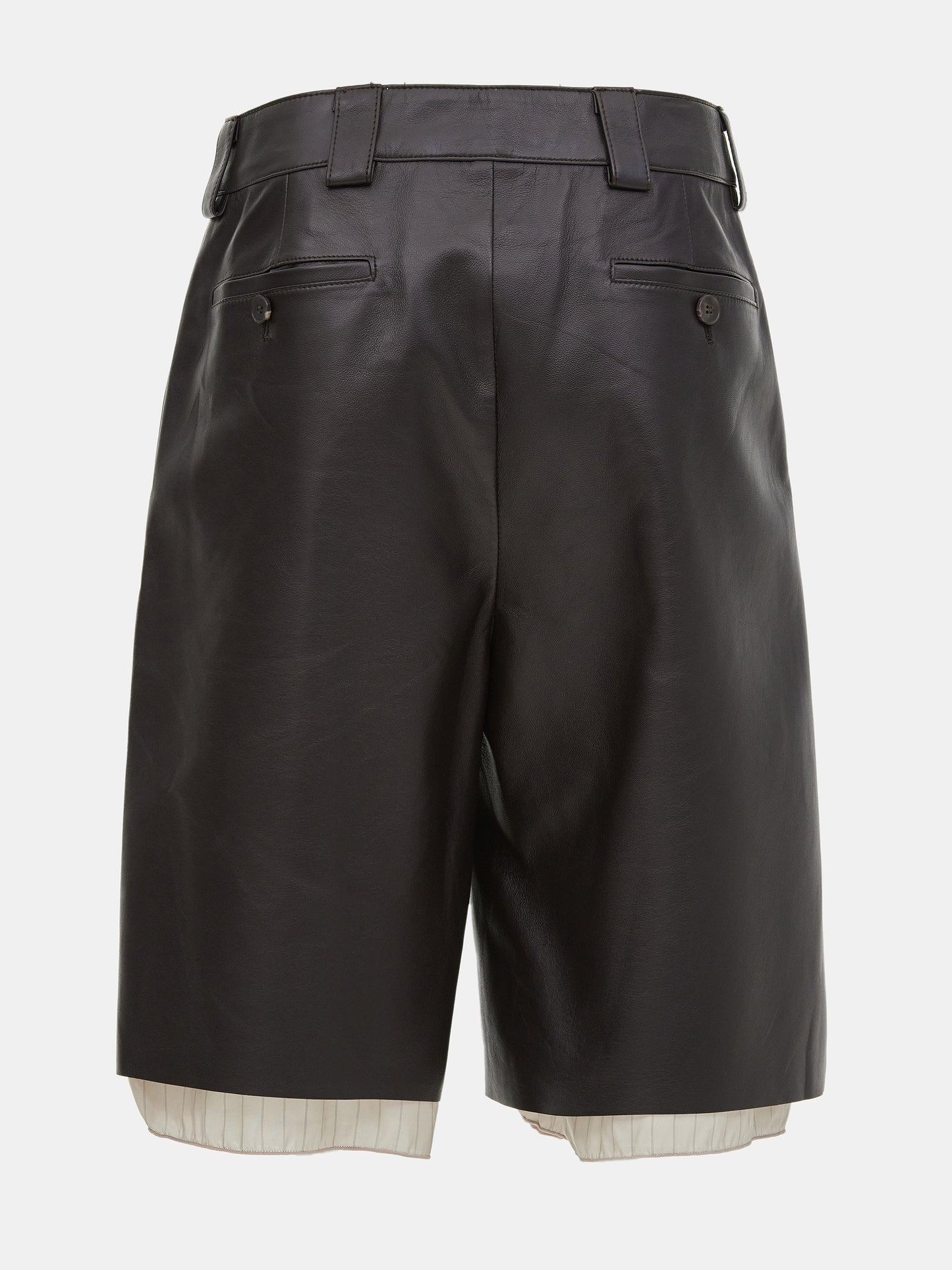 Leather Bermuda Shorts, Dark Brown – SourceUnknown