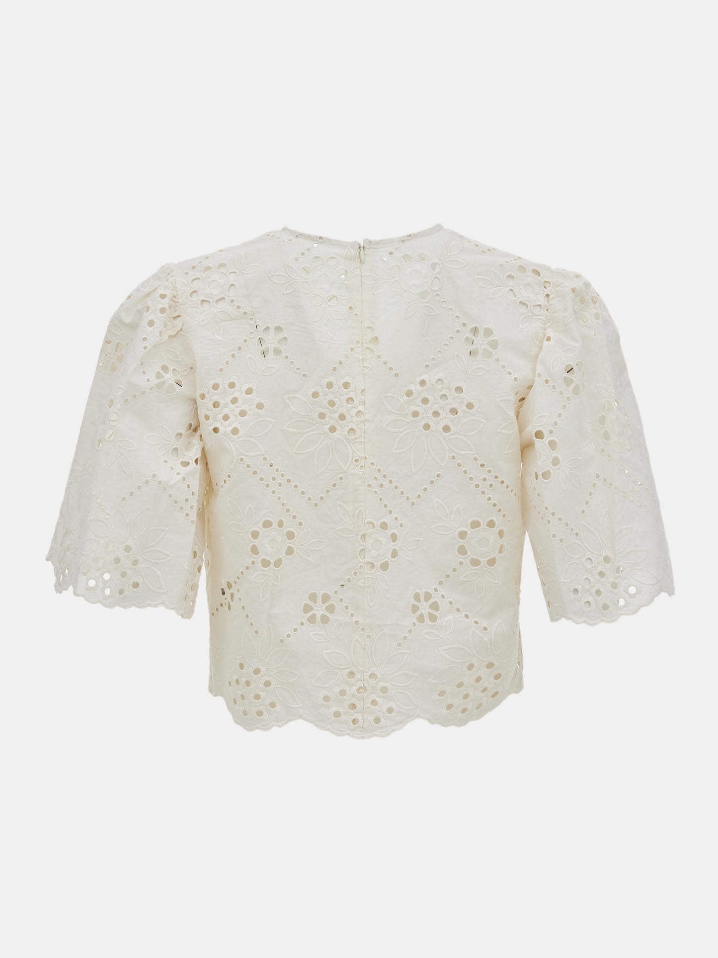 Broderie Cropped Top, Ivory SourceUnknown