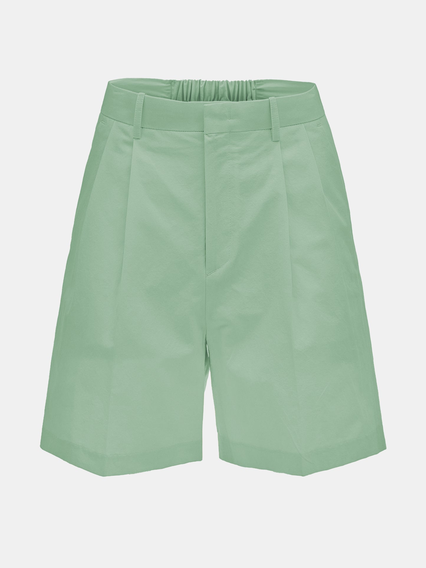Pintuck Cotton Shorts, Mint