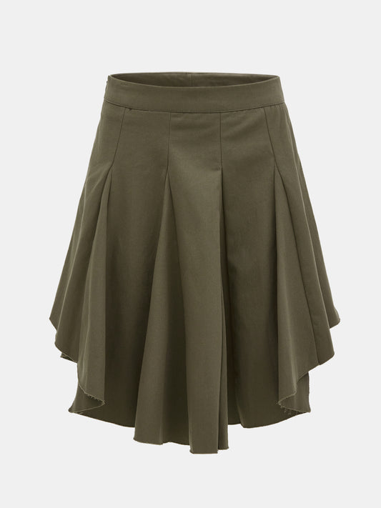 Asymmetric Cotton Skirt, Khaki