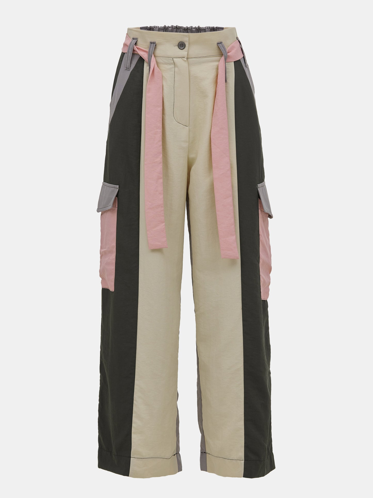 Colorblock Cargo Pants, Beige/Charcoal