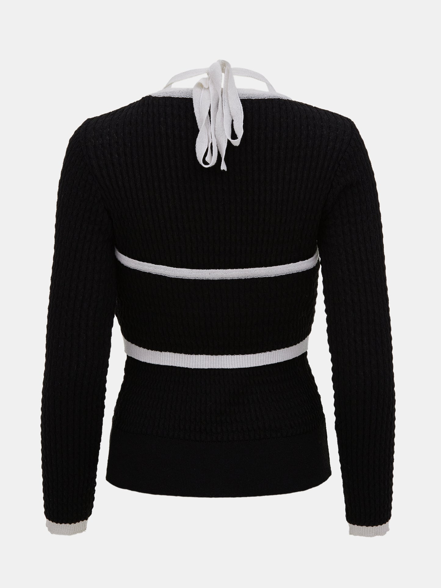 Textured Bustier Knit Set, Black