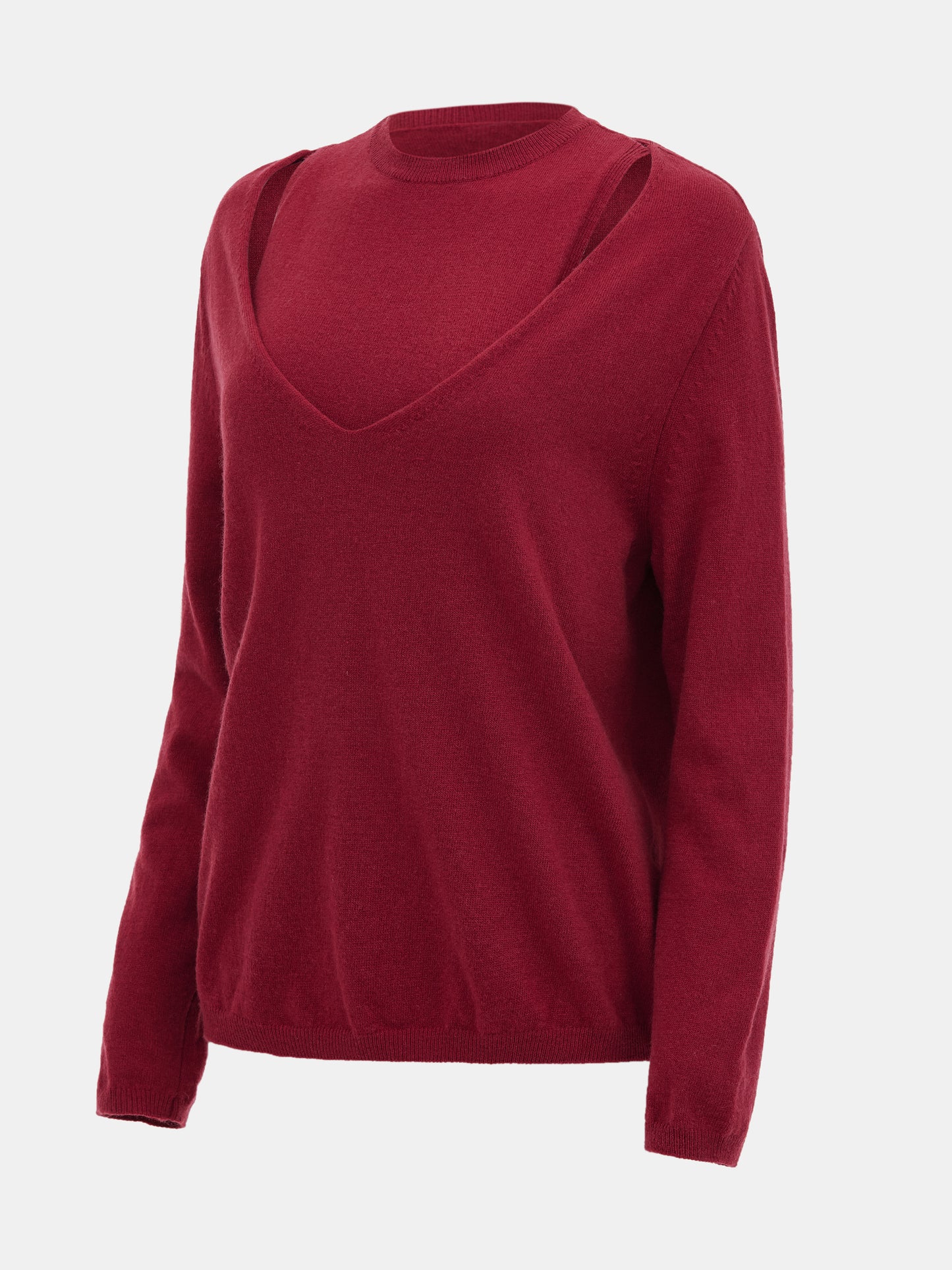 Two-Piece Merino Wool Sweater, Red
