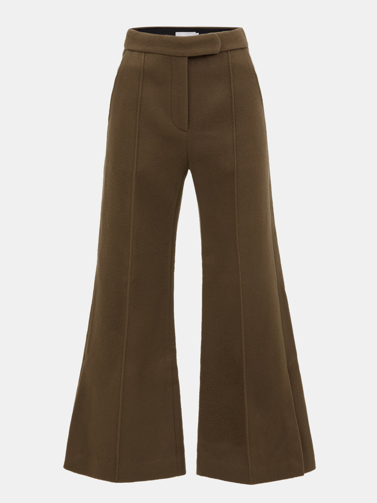 Brushed Wool-Cashmere Flare Trousers, Brindle