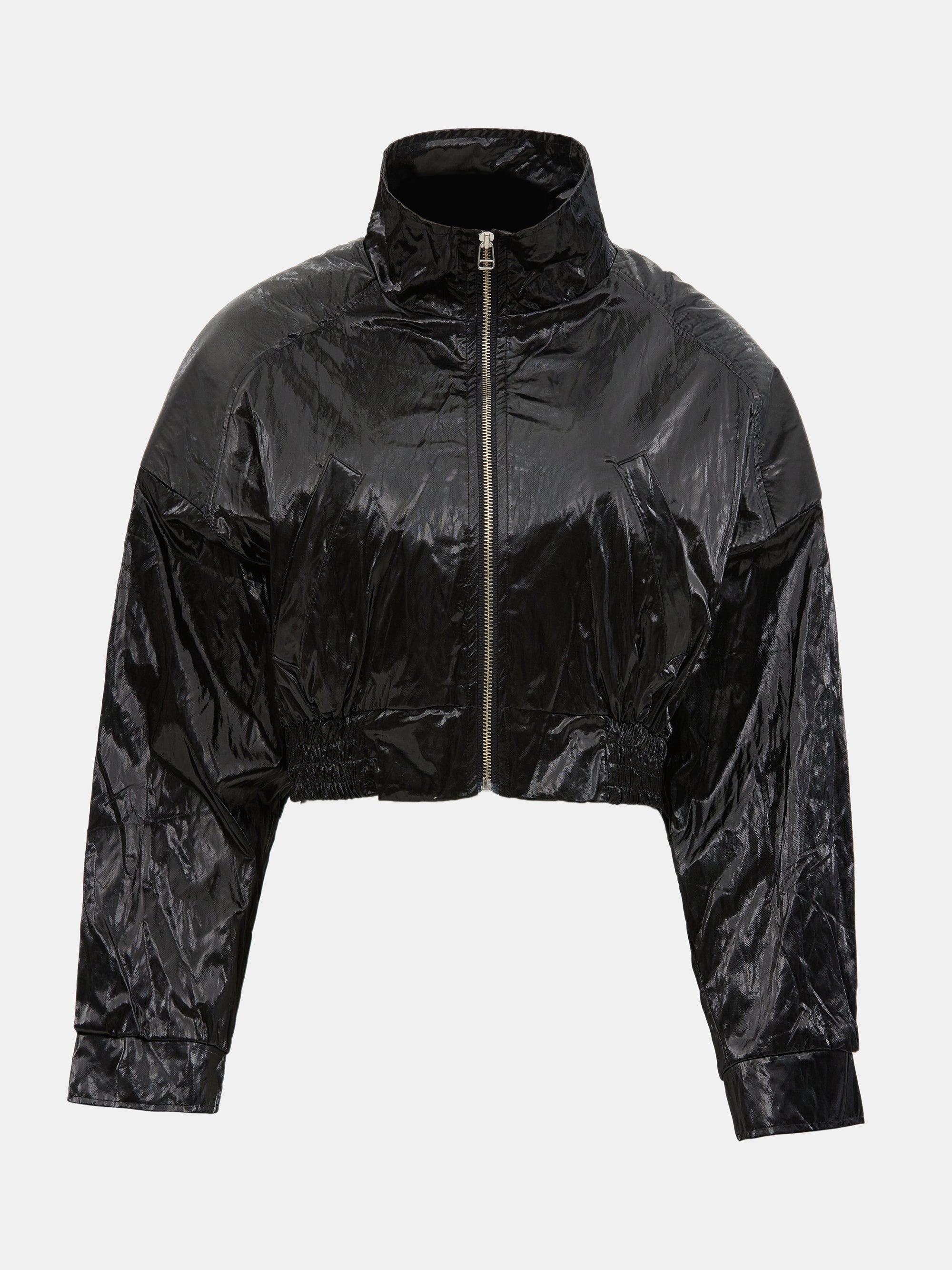 Embroidery Metallic Windbreaker, Black – SourceUnknown